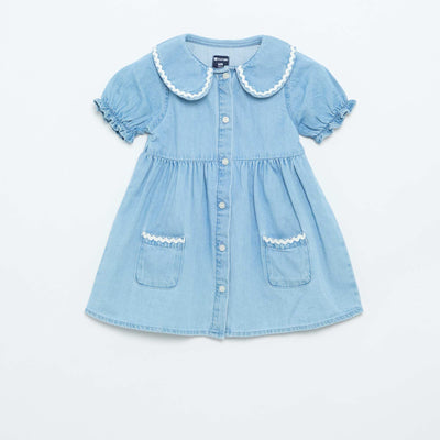 Short-sleeved shirt dress BLUE