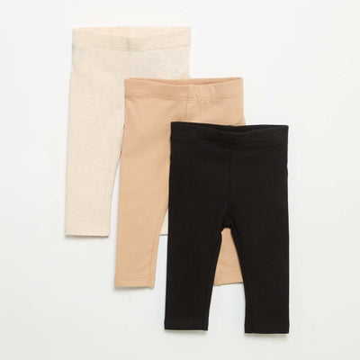 3-pack of plain jersey leggings BLACK
