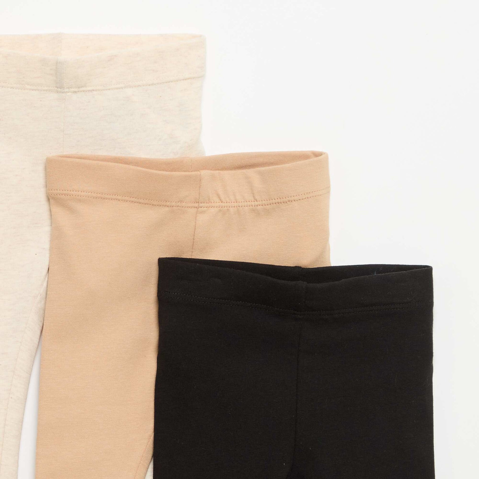 3-pack of plain jersey leggings BLACK