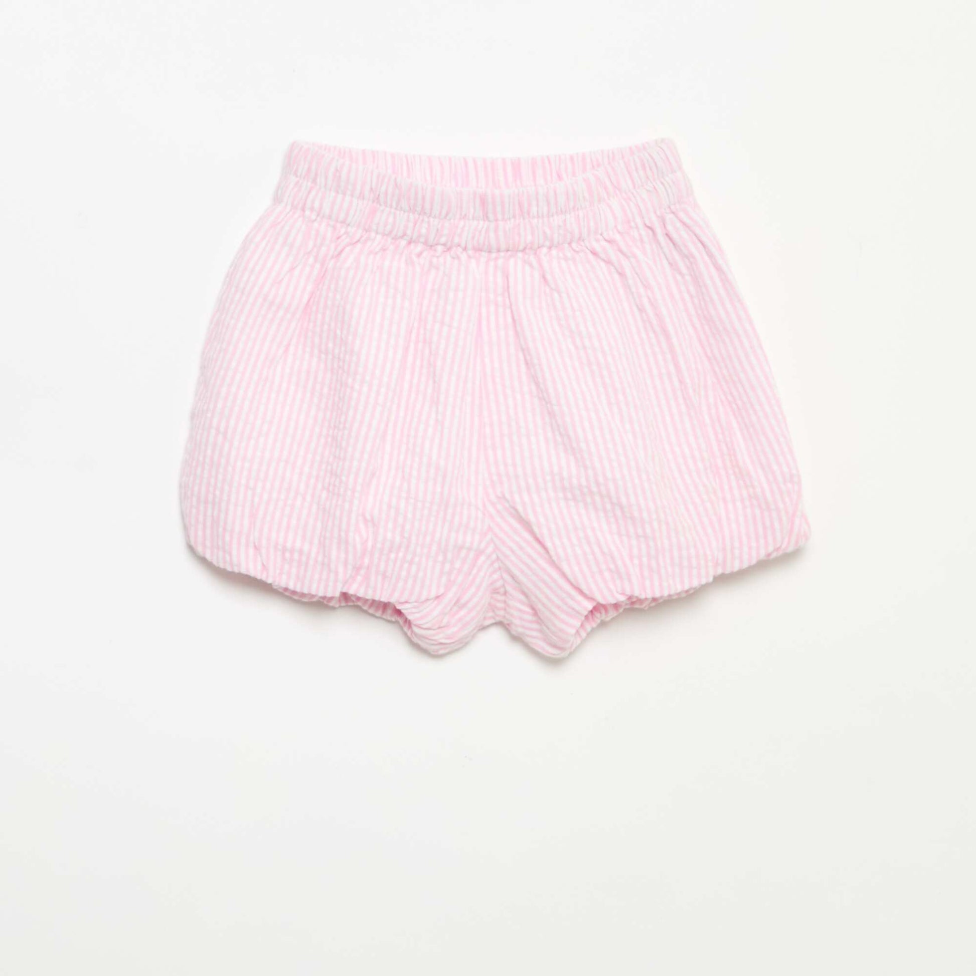 Striped Seersucker Shorts PINK