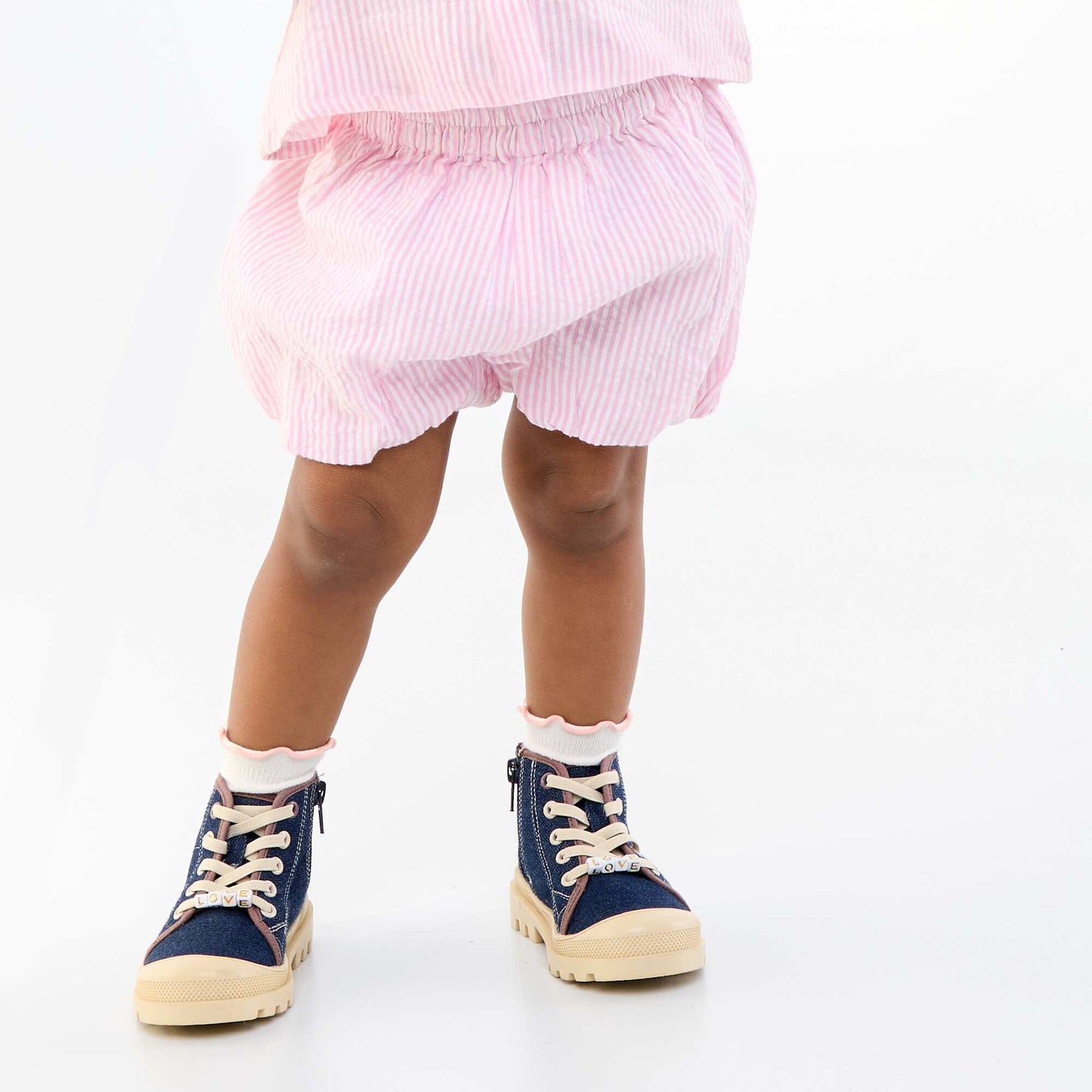 Striped Seersucker Shorts PINK
