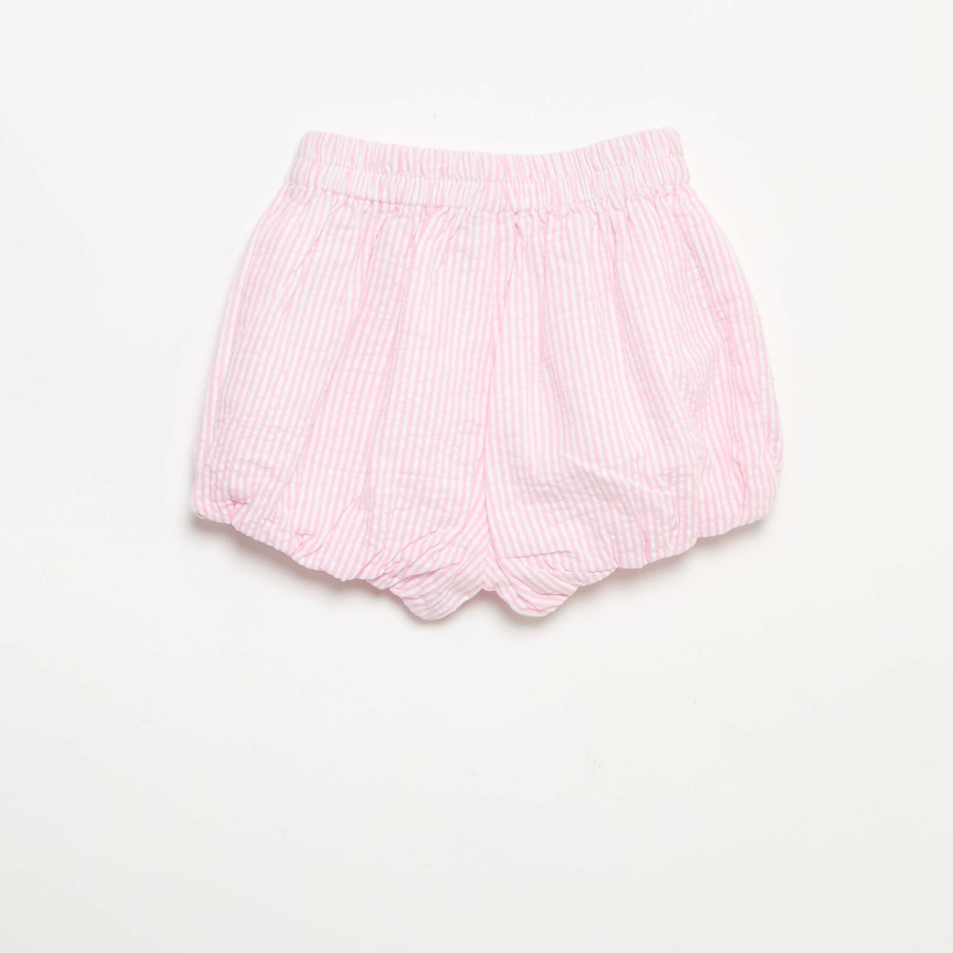 Striped Seersucker Shorts PINK