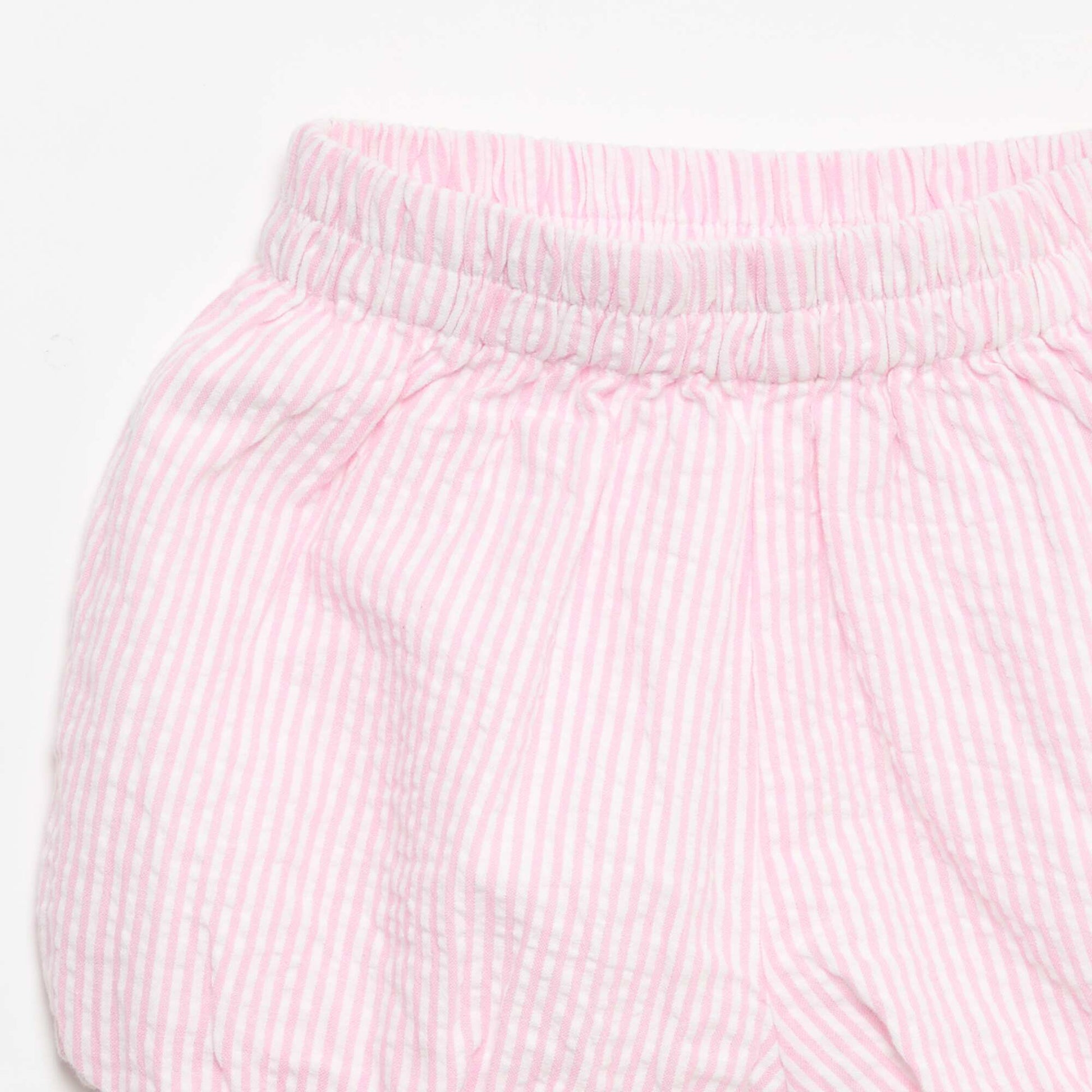 Striped Seersucker Shorts PINK