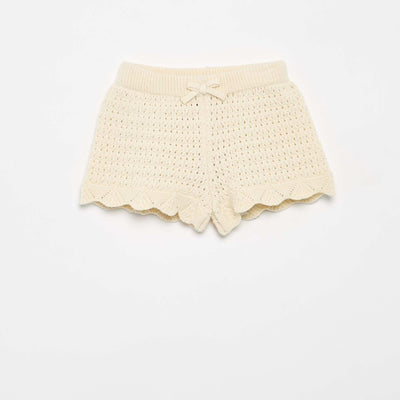 Plain Knit Shorts WHITE