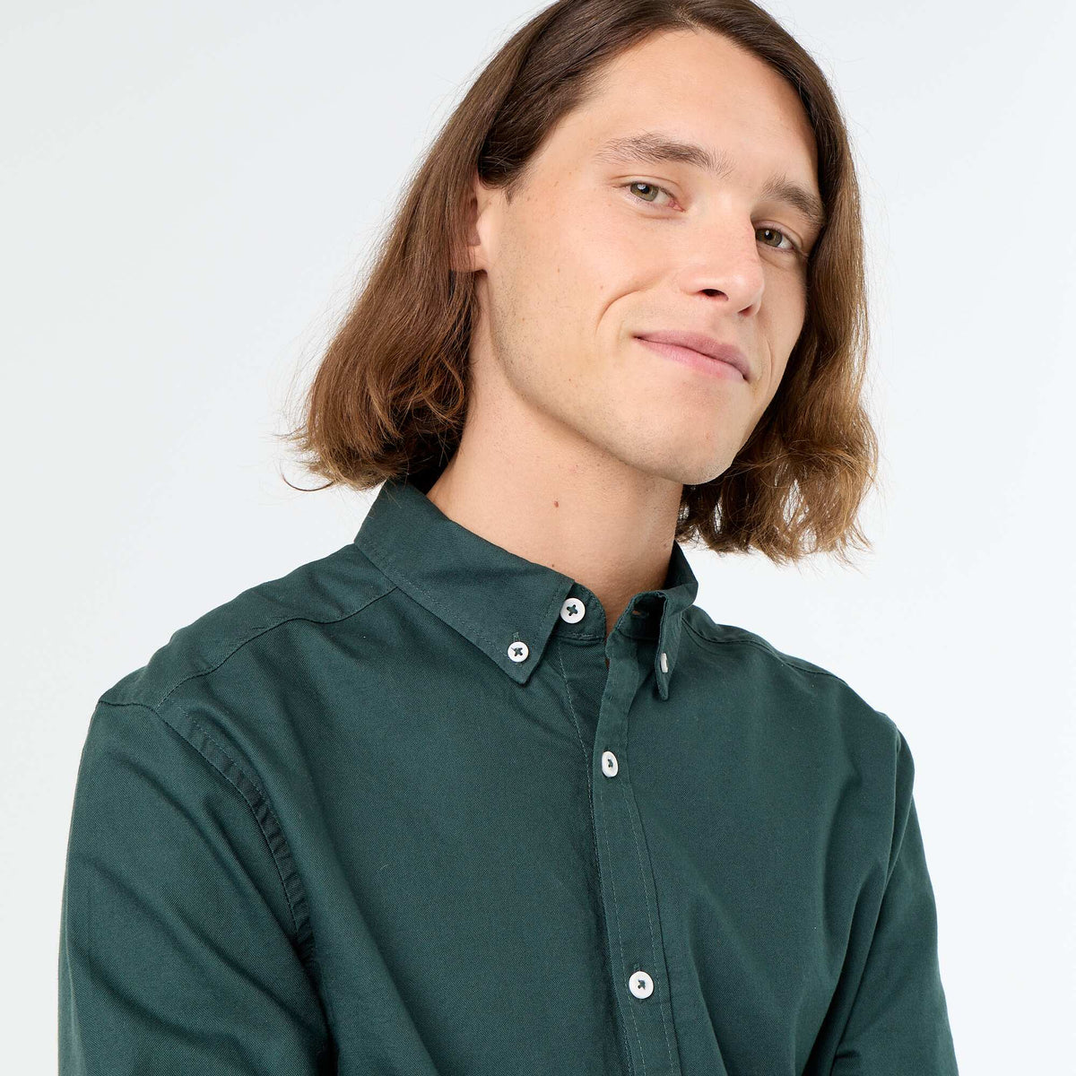 Oxford shirt with button-front opening GREEN