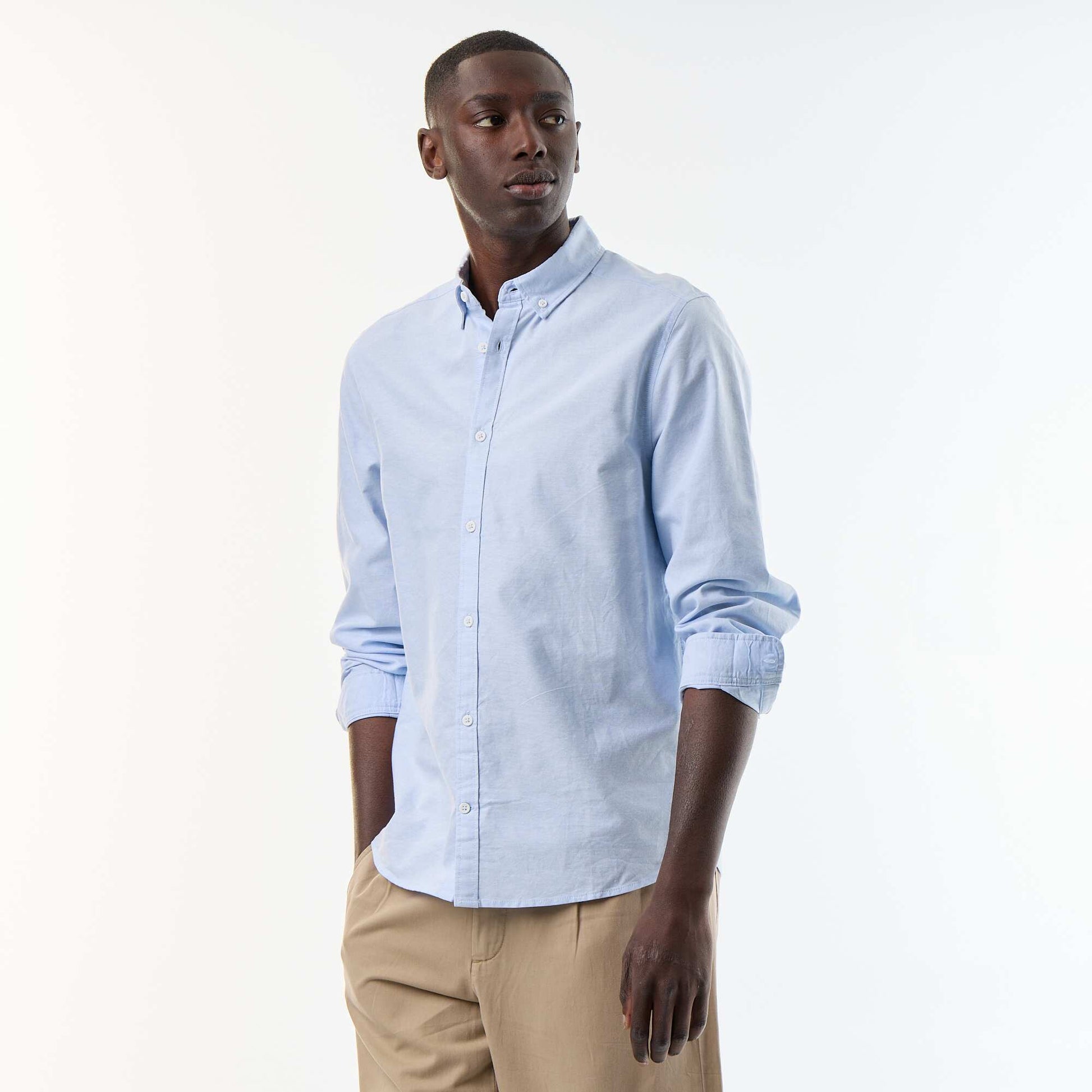 Oxford shirt with button-front opening BLUE