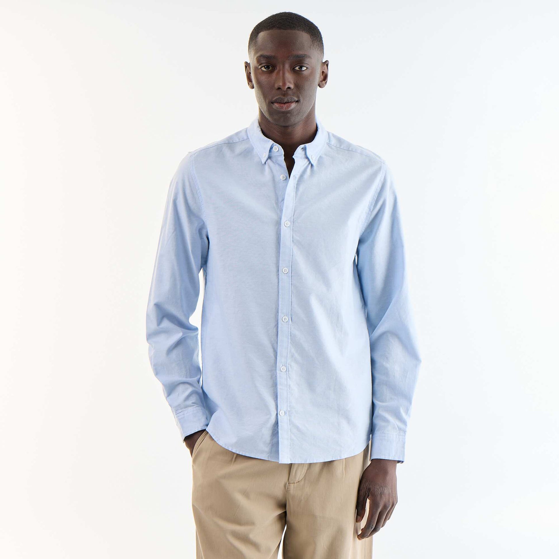Oxford shirt with button-front opening BLUE