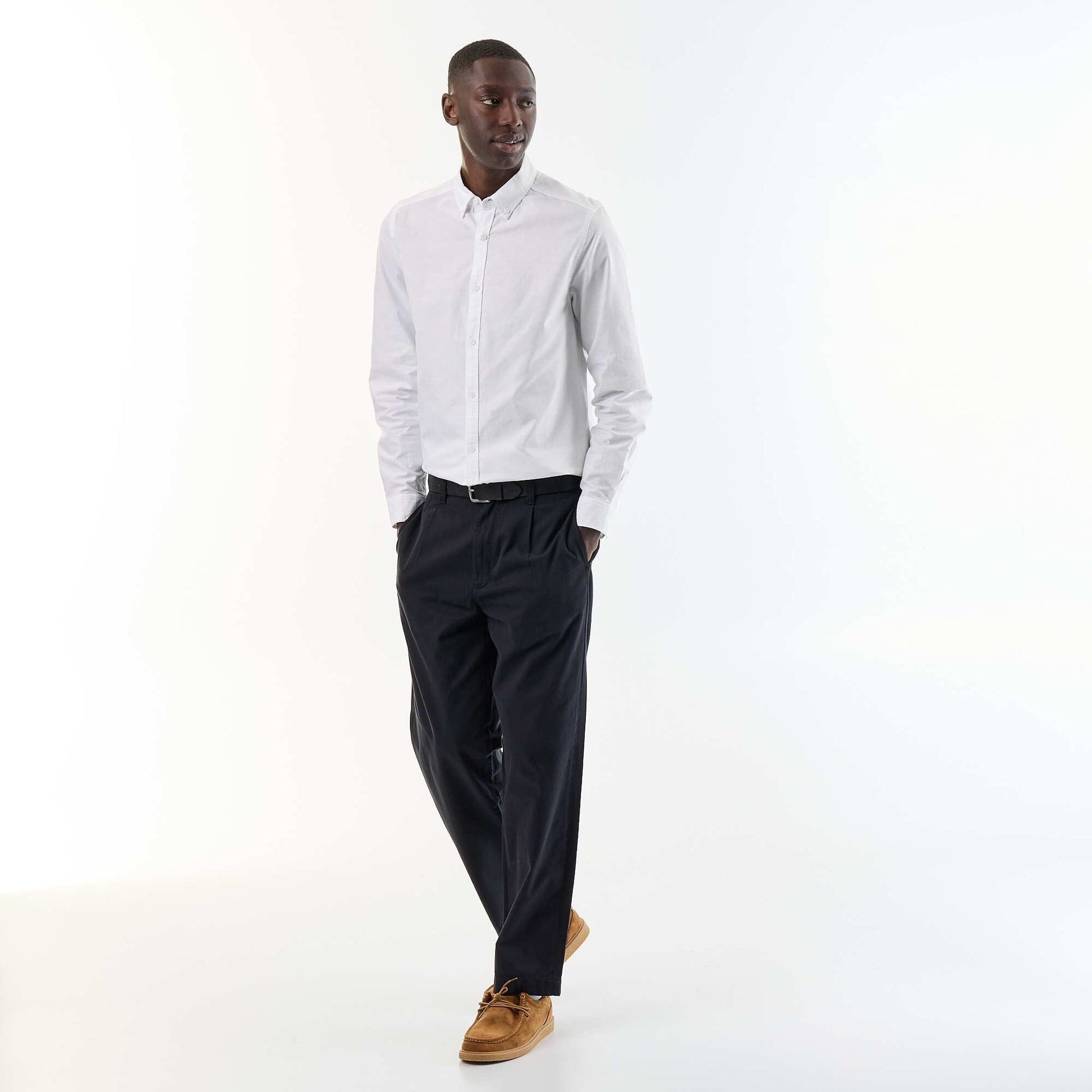 Oxford shirt with button-front opening WHITE