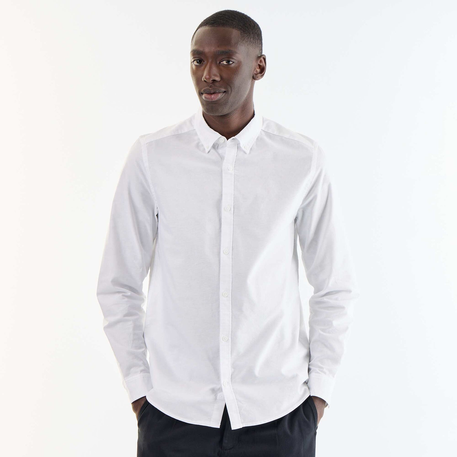 Oxford shirt with button-front opening WHITE