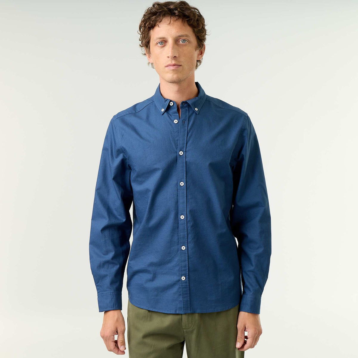 Oxford shirt with button-front opening BLUE