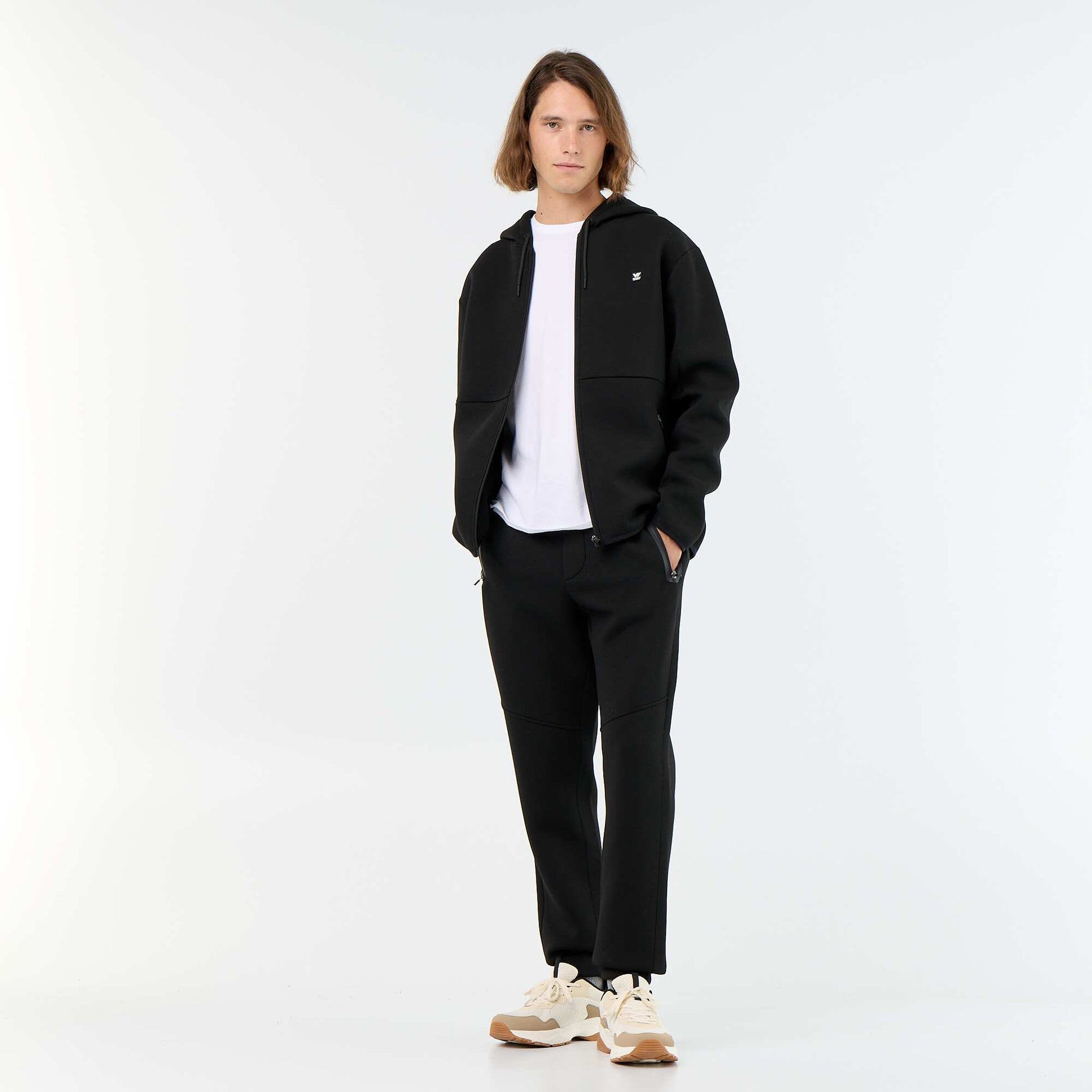 Fleece jogging bottoms with zipped pockets BLACK