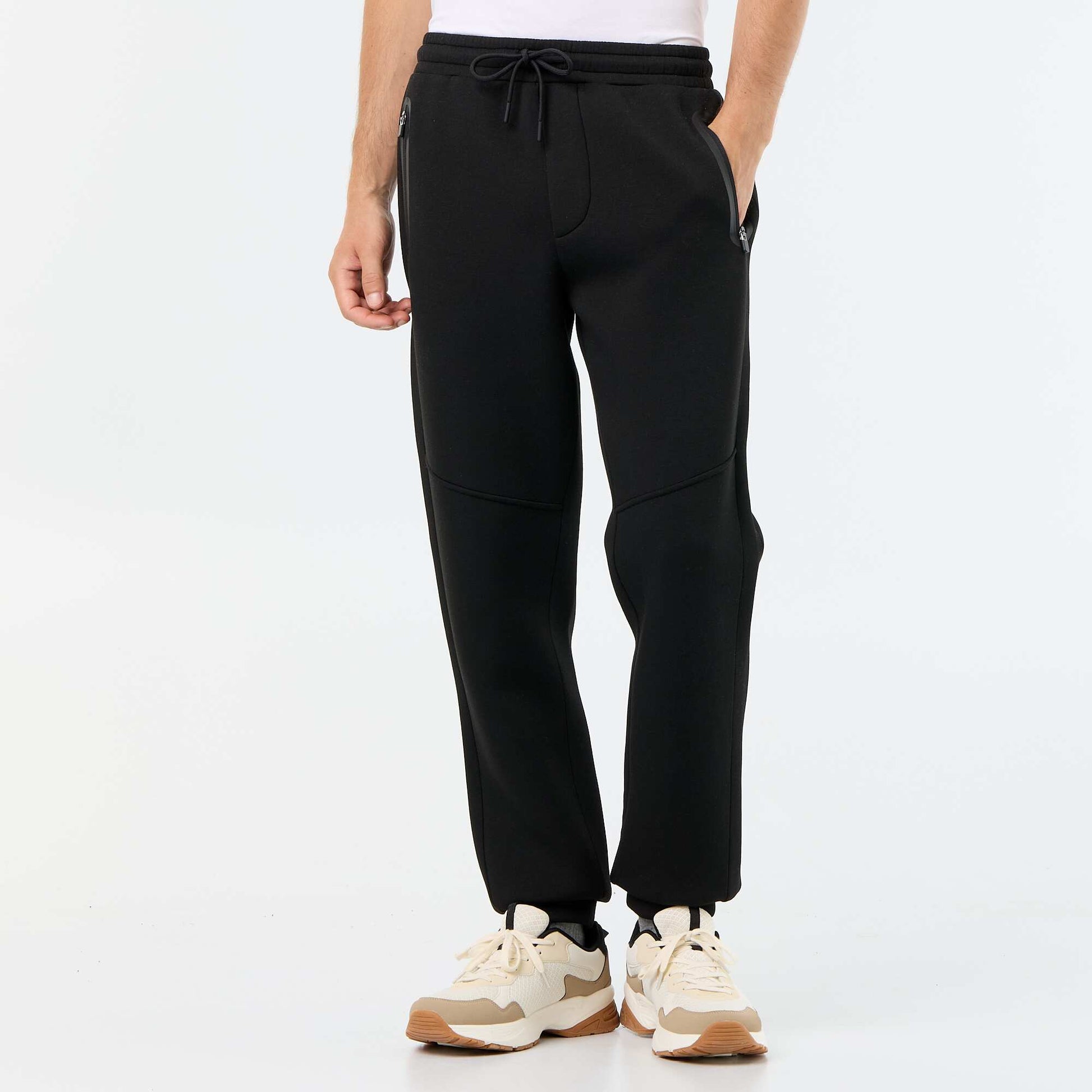 Fleece jogging bottoms with zipped pockets BLACK