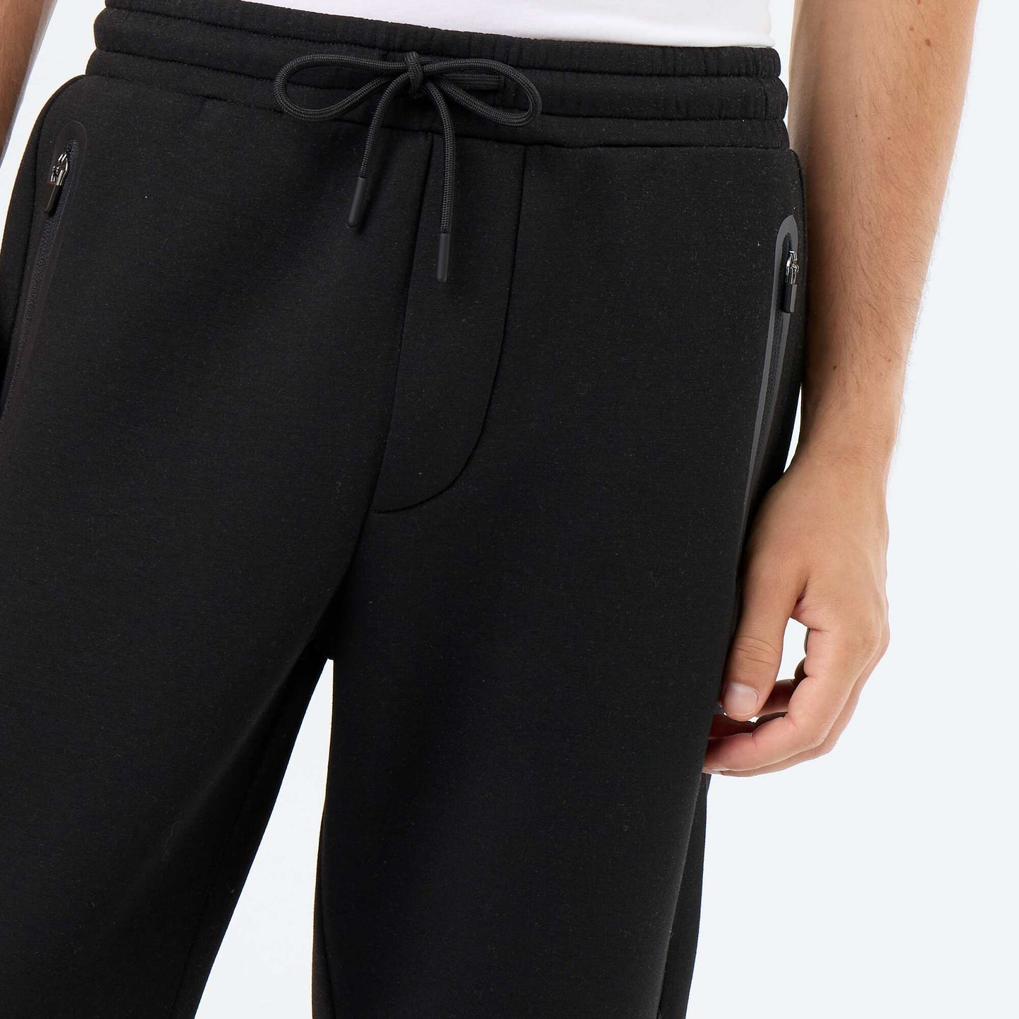 Fleece jogging bottoms with zipped pockets BLACK