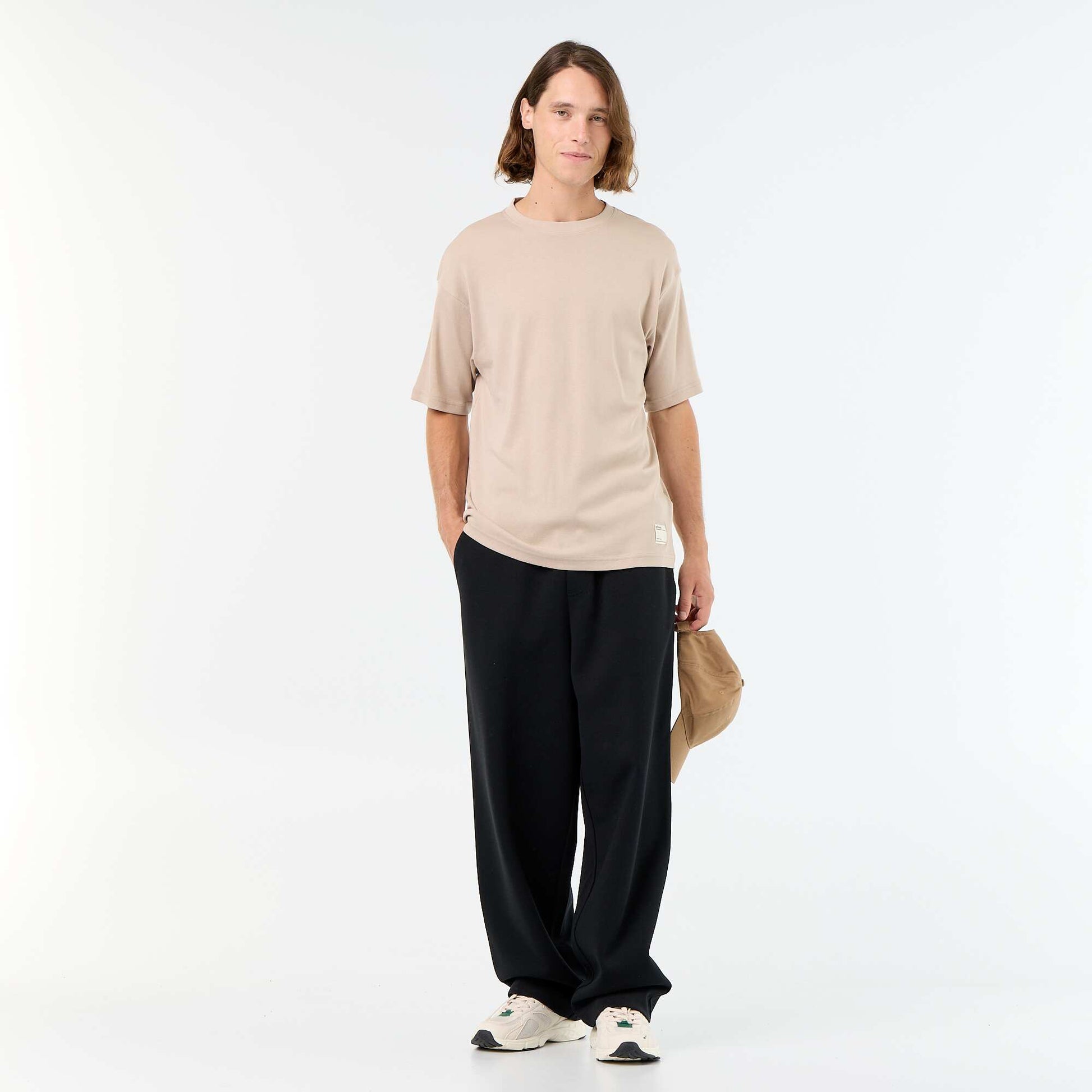 Lightweight Fleece Wide-Leg Joggers BLACK