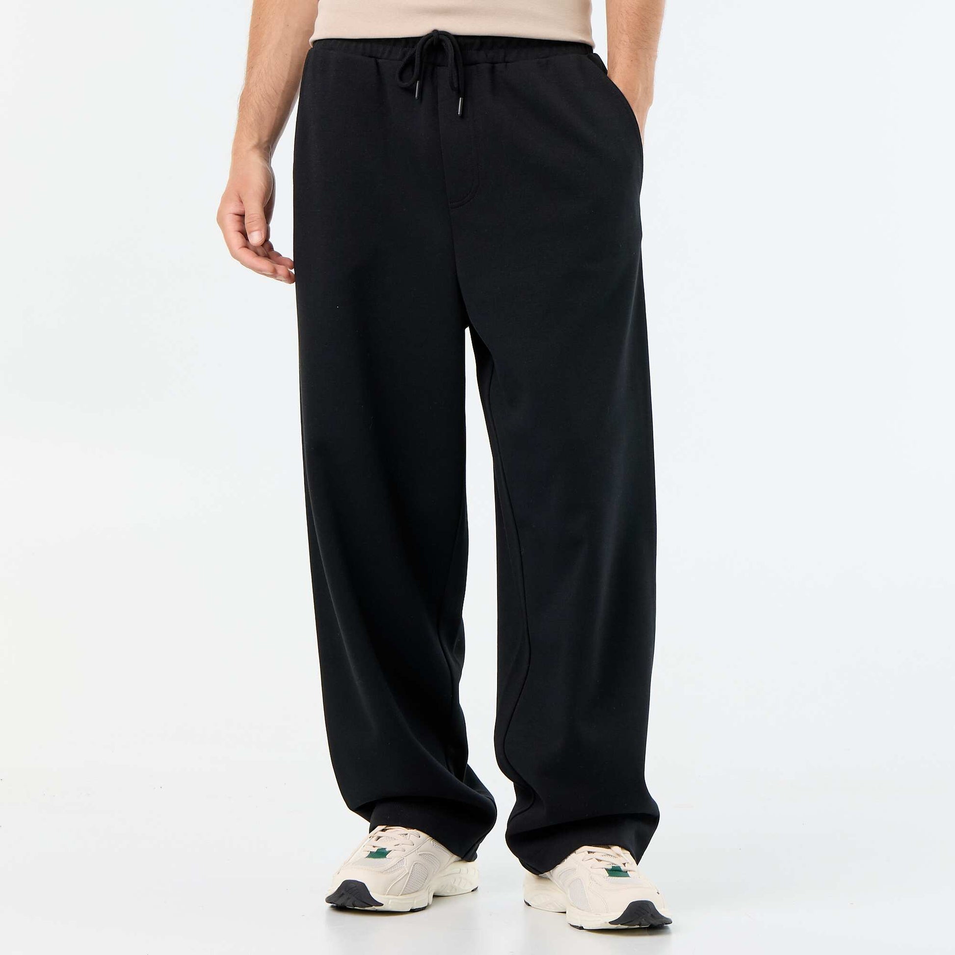 Lightweight Fleece Wide-Leg Joggers BLACK
