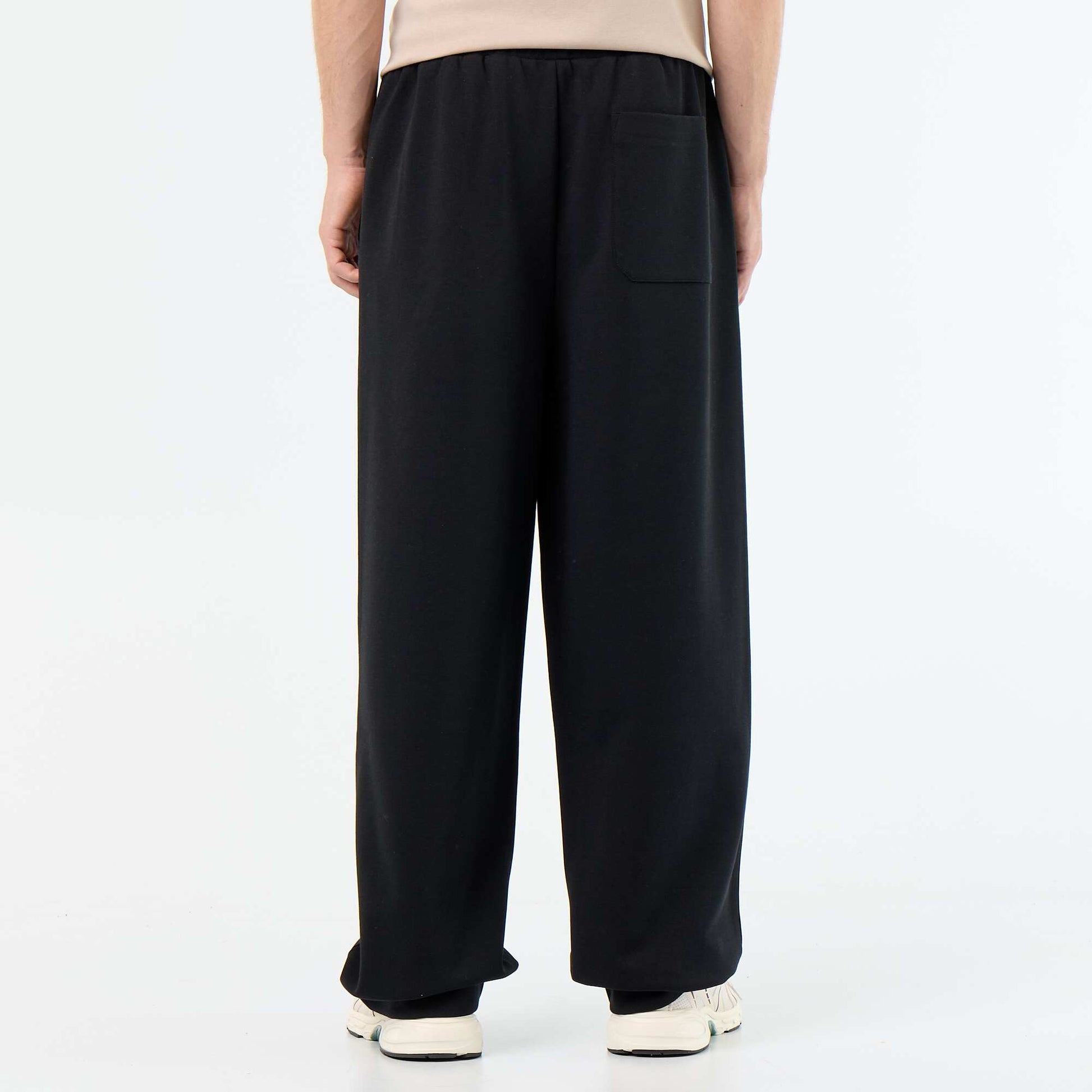 Lightweight Fleece Wide-Leg Joggers BLACK