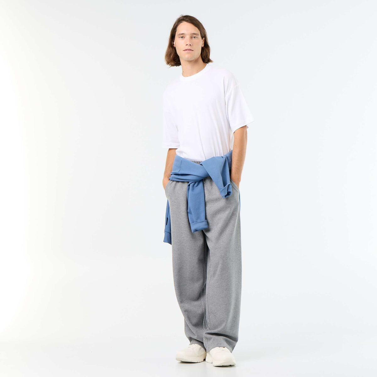 Wide-Leg Lightweight Fleece Joggers GREY