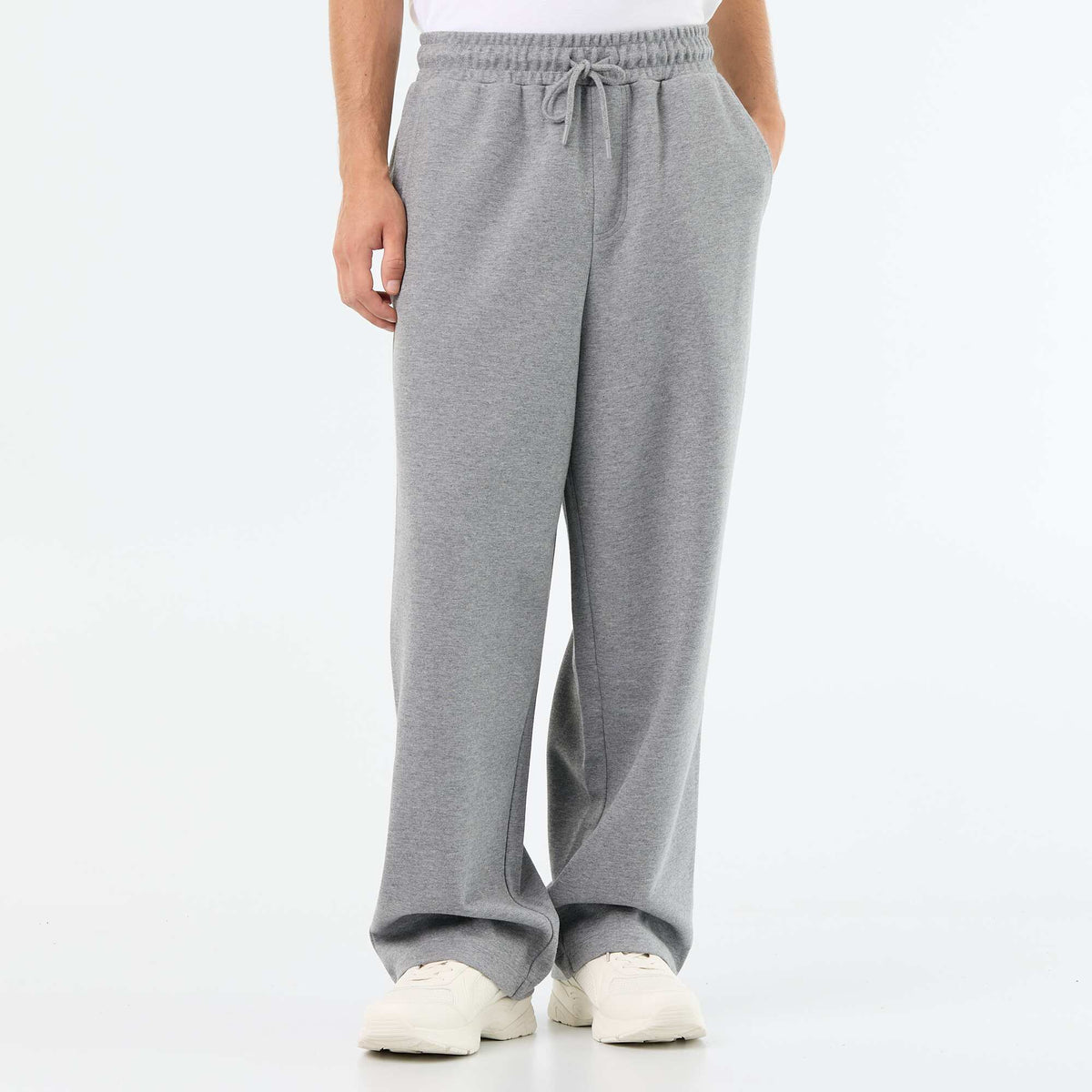 Wide-Leg Lightweight Fleece Joggers GREY