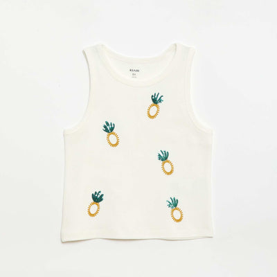 Tank top with fancy embroidery WHITE