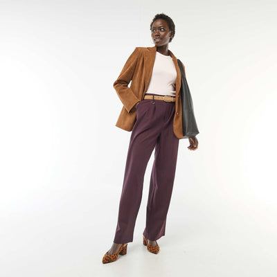 Striped Wide-Leg Trousers RED