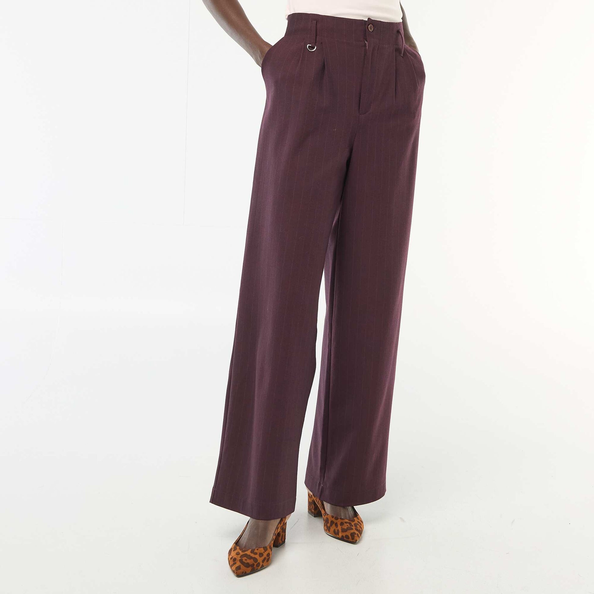 Striped Wide-Leg Trousers RED