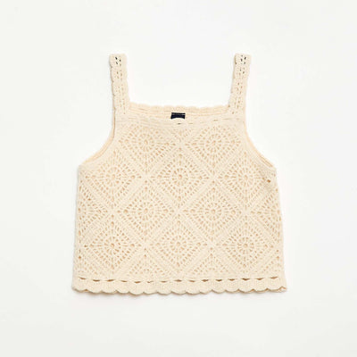 Solid crochet top WHITE
