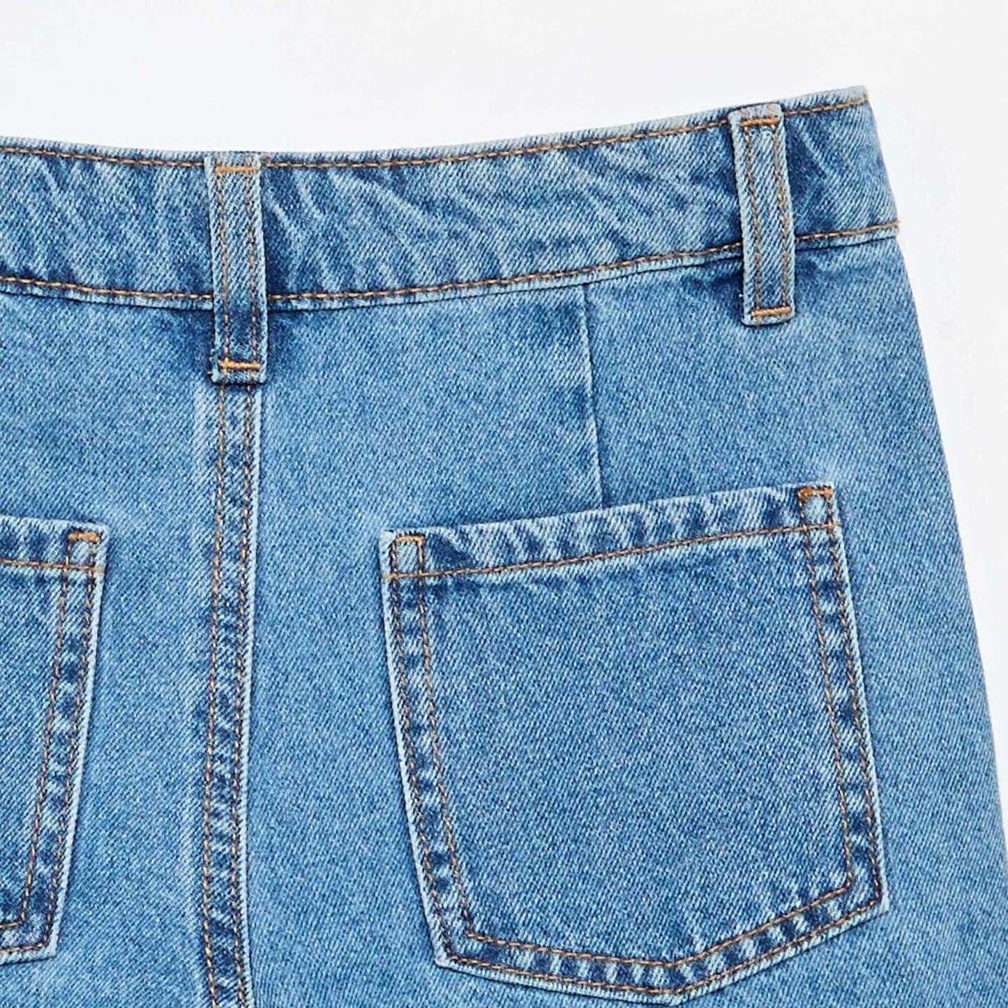 Pleated denim shorts BLUE