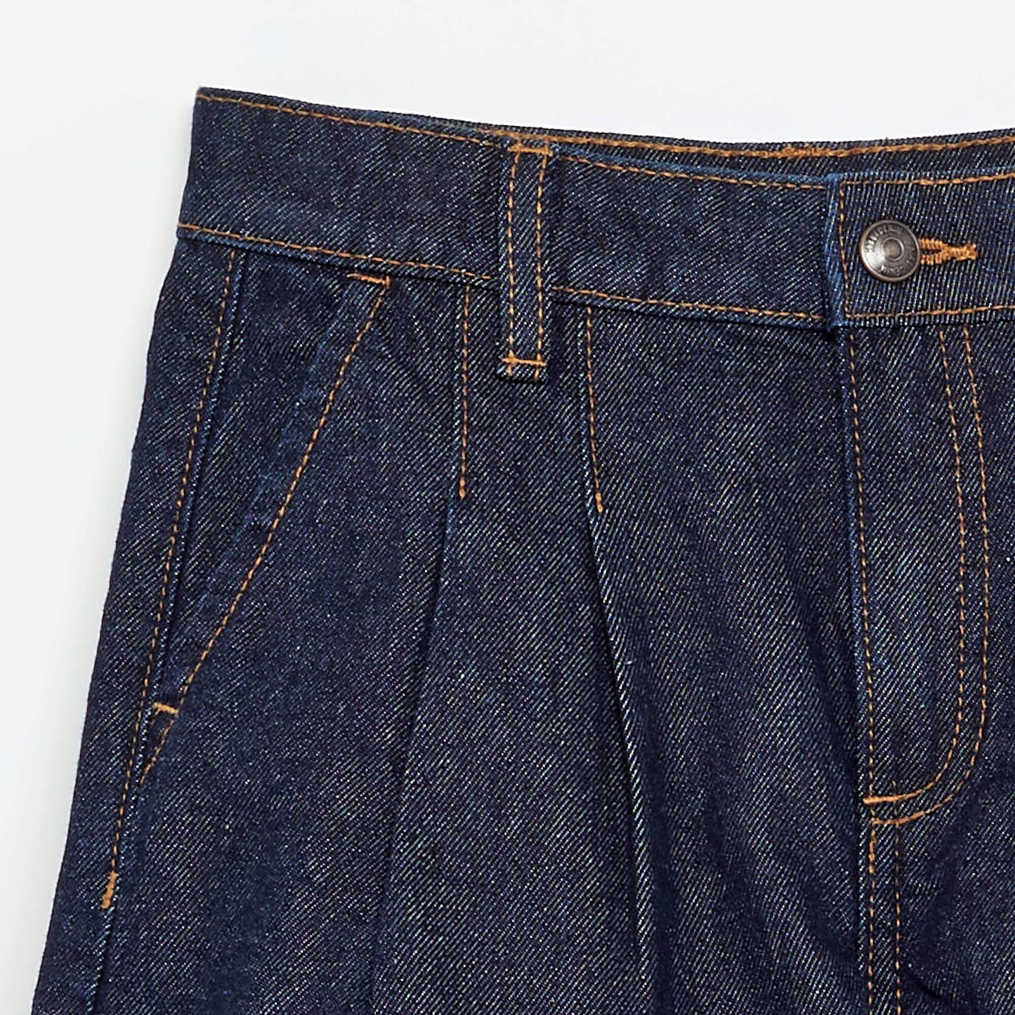 Pleated denim shorts BLUE
