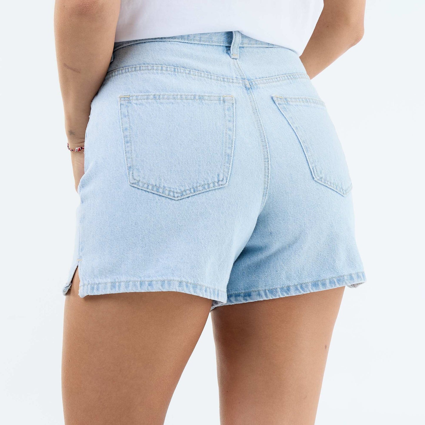 Embroidered Denim Shorts BLUE