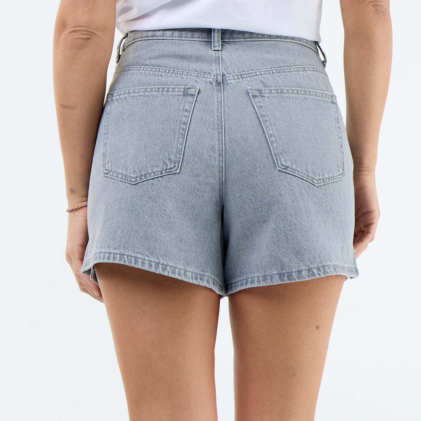 Embroidered Denim Shorts GREY