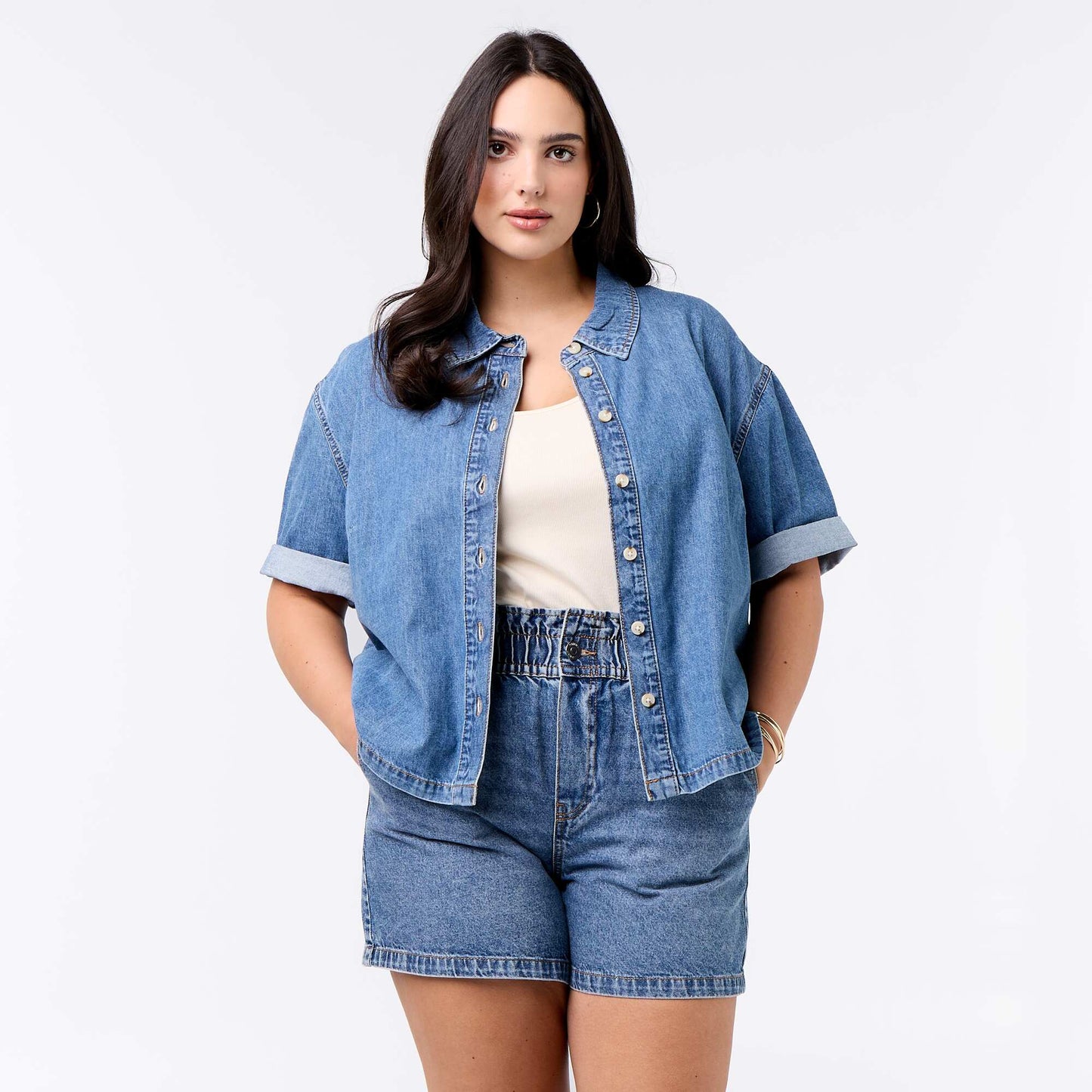 Denim Shorts with Pockets BLUE