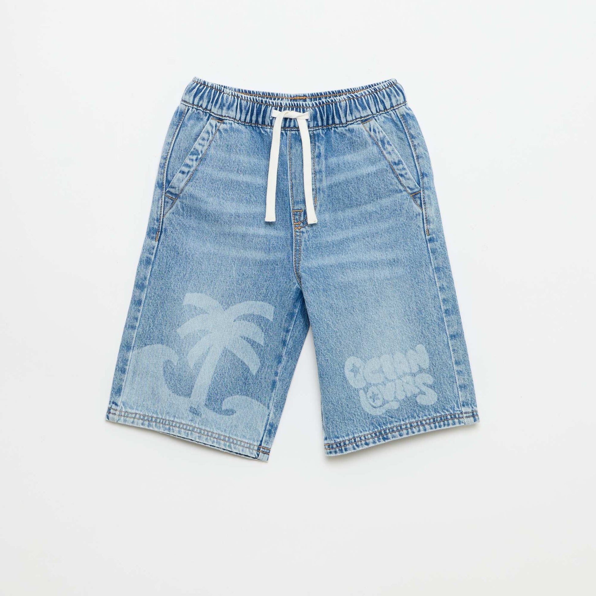Denim Bermuda Shorts with Drawstrings BLUE