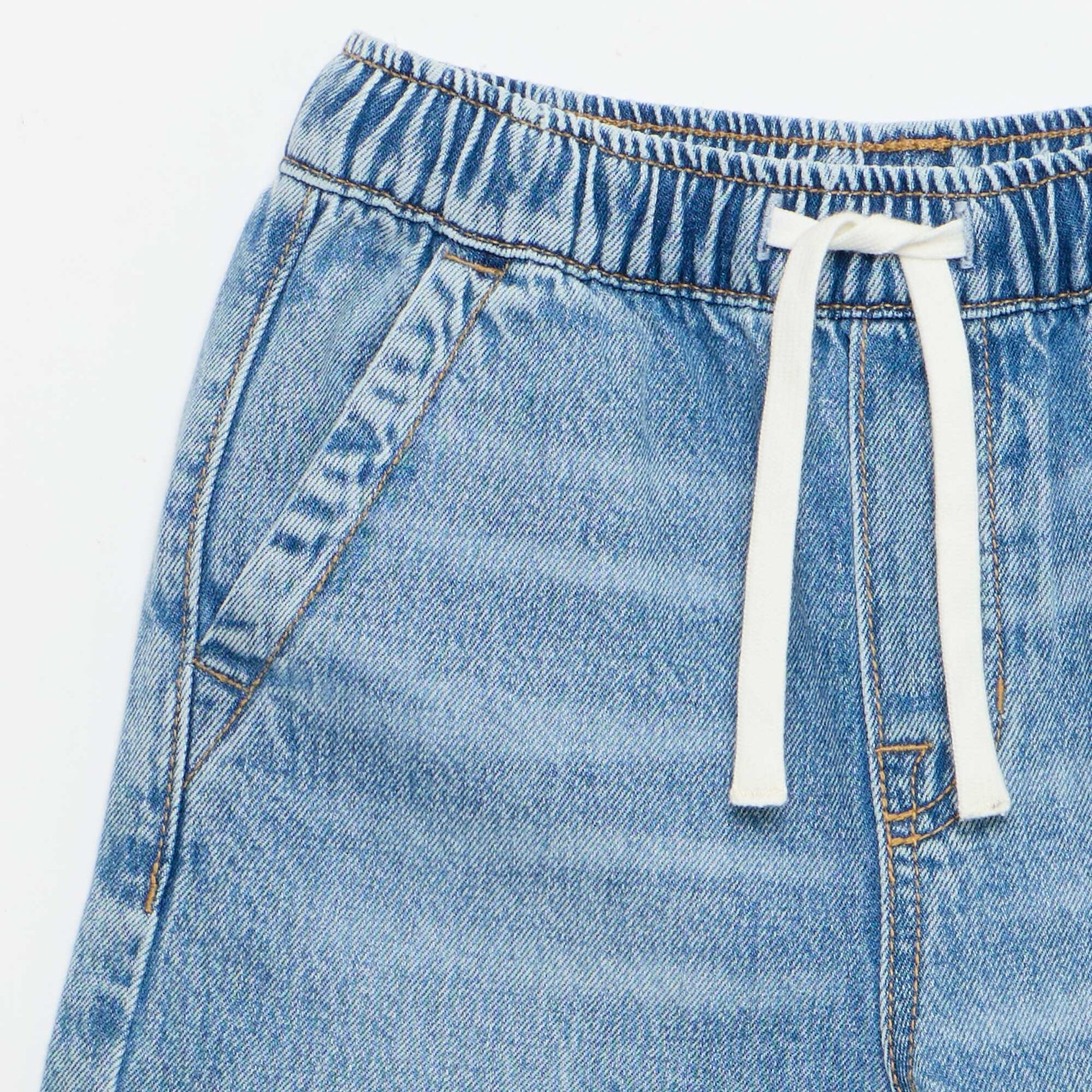 Denim Bermuda Shorts with Drawstrings BLUE