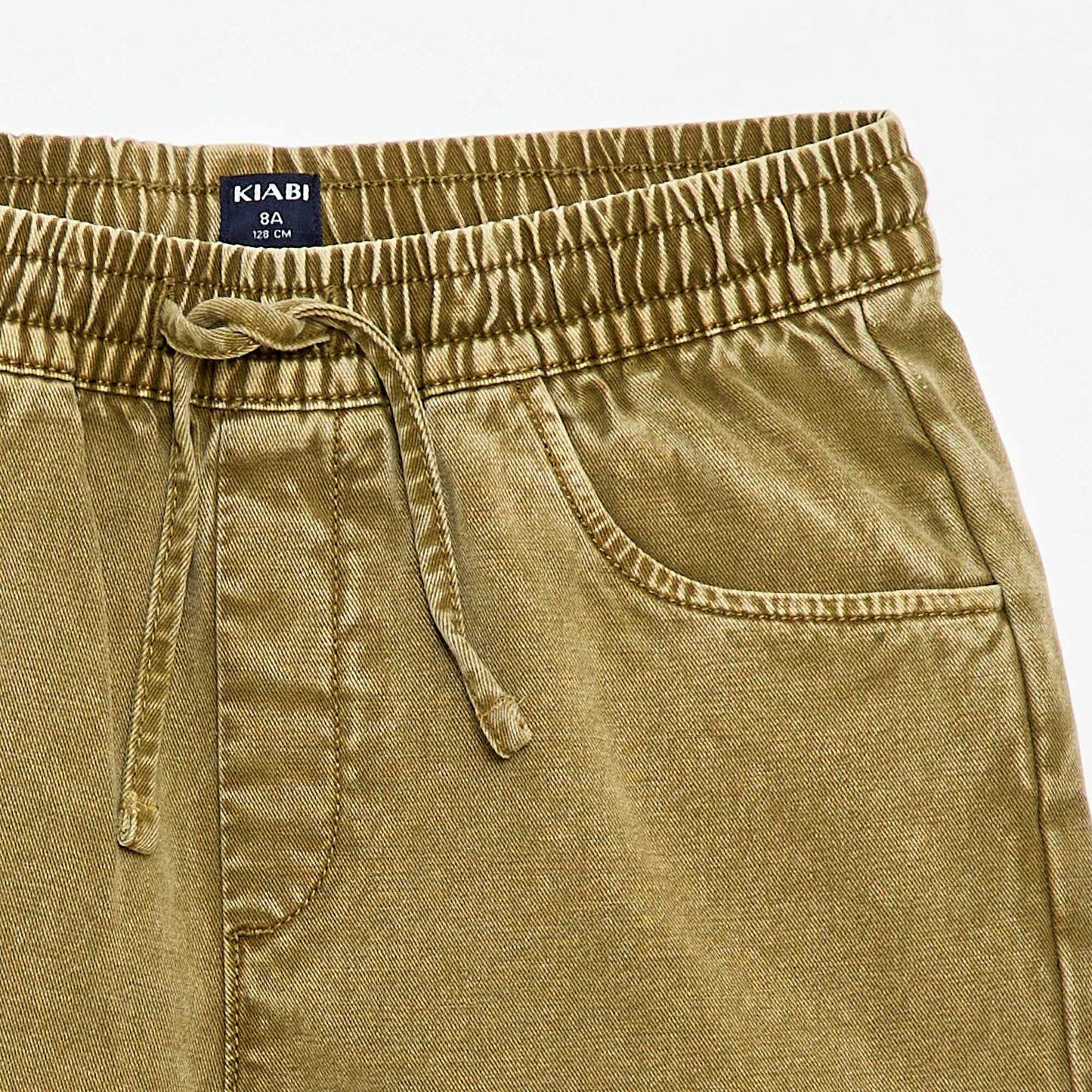 Straight-Cut Bermuda Shorts with Elasticated Waist KHAKI
