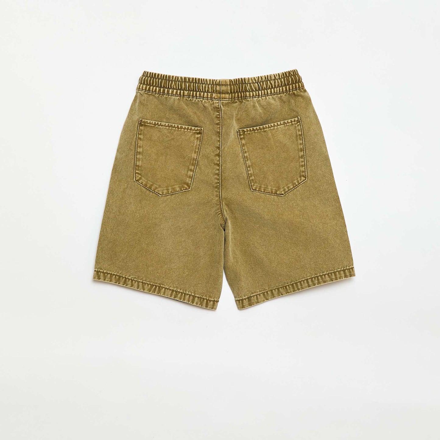 Straight-Cut Bermuda Shorts with Elasticated Waist KHAKI