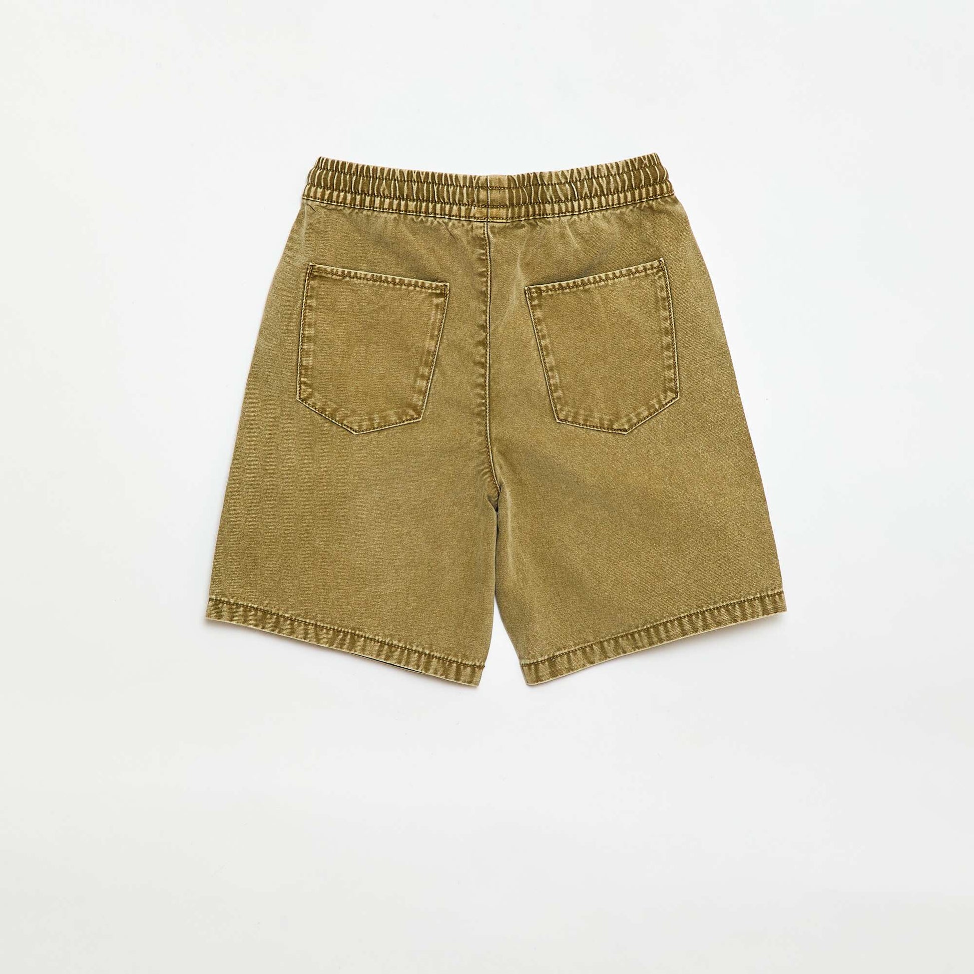 Straight-Cut Bermuda Shorts with Elasticated Waist KHAKI