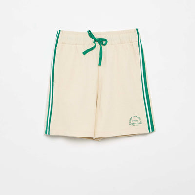 Relaxed Shorts with Contrasting Side Stripes BEIGE