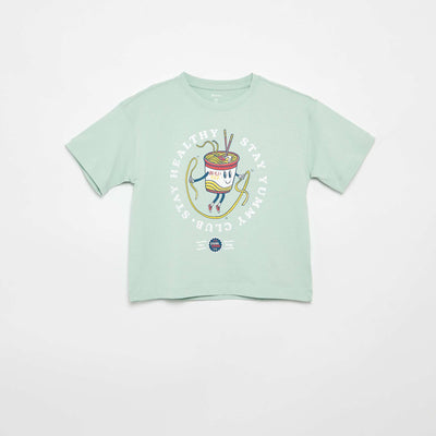 Printed short-sleeved T-shirt LIGHT GREEN