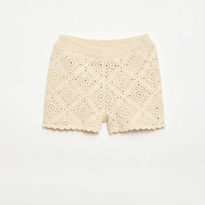 Solid crochet shorts WHITE