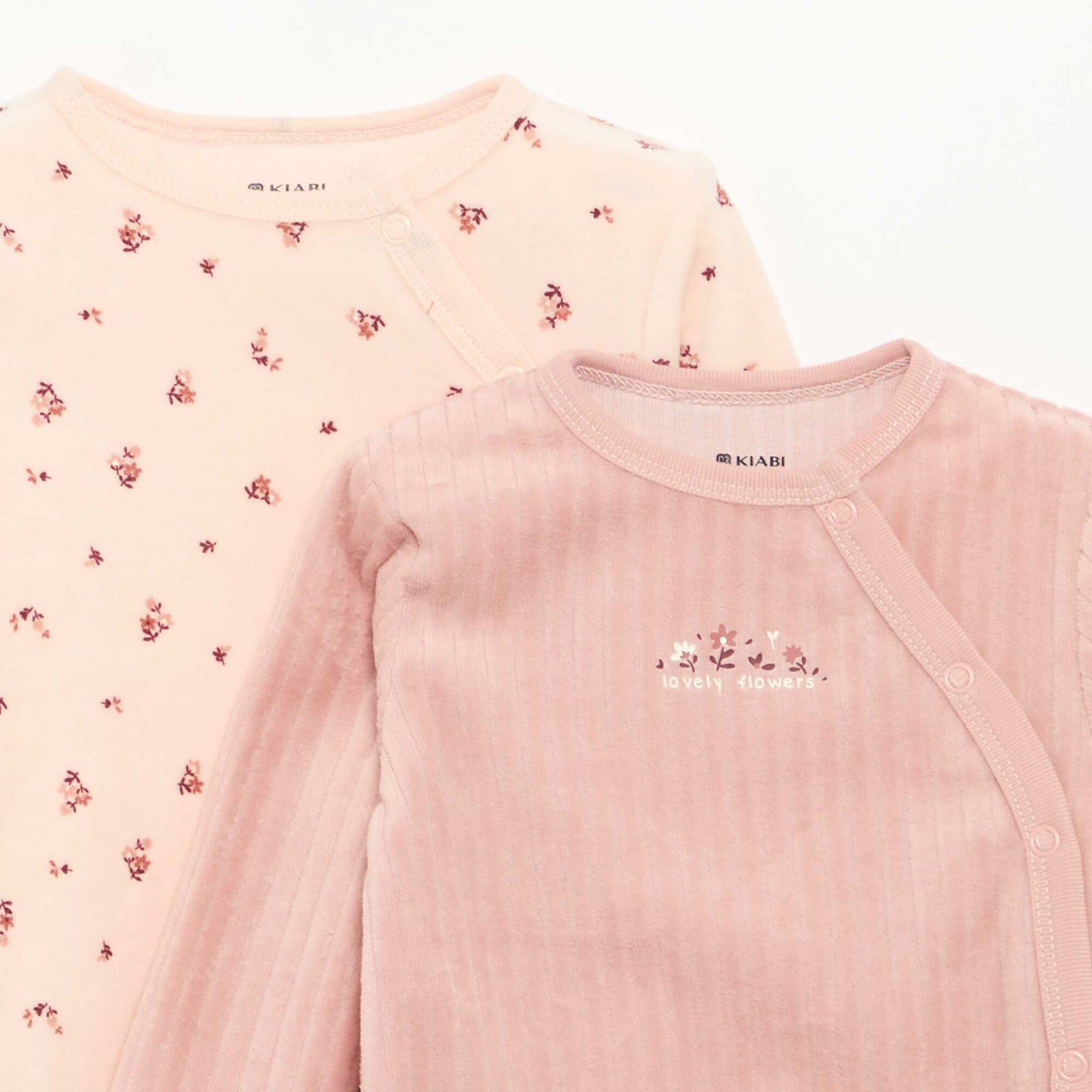 2-Pack Velvet Footed Sleepsuits PINK