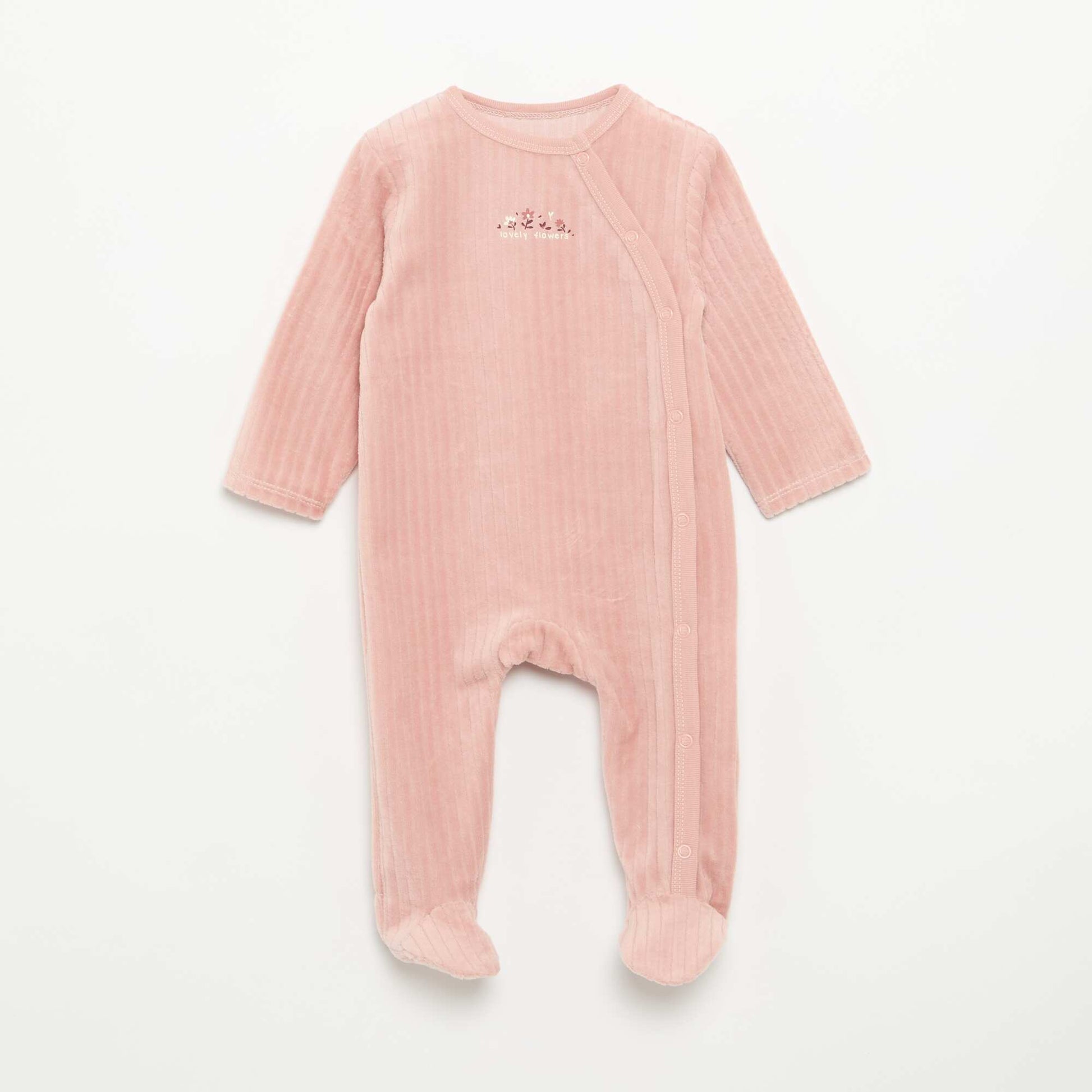 2-Pack Velvet Footed Sleepsuits PINK