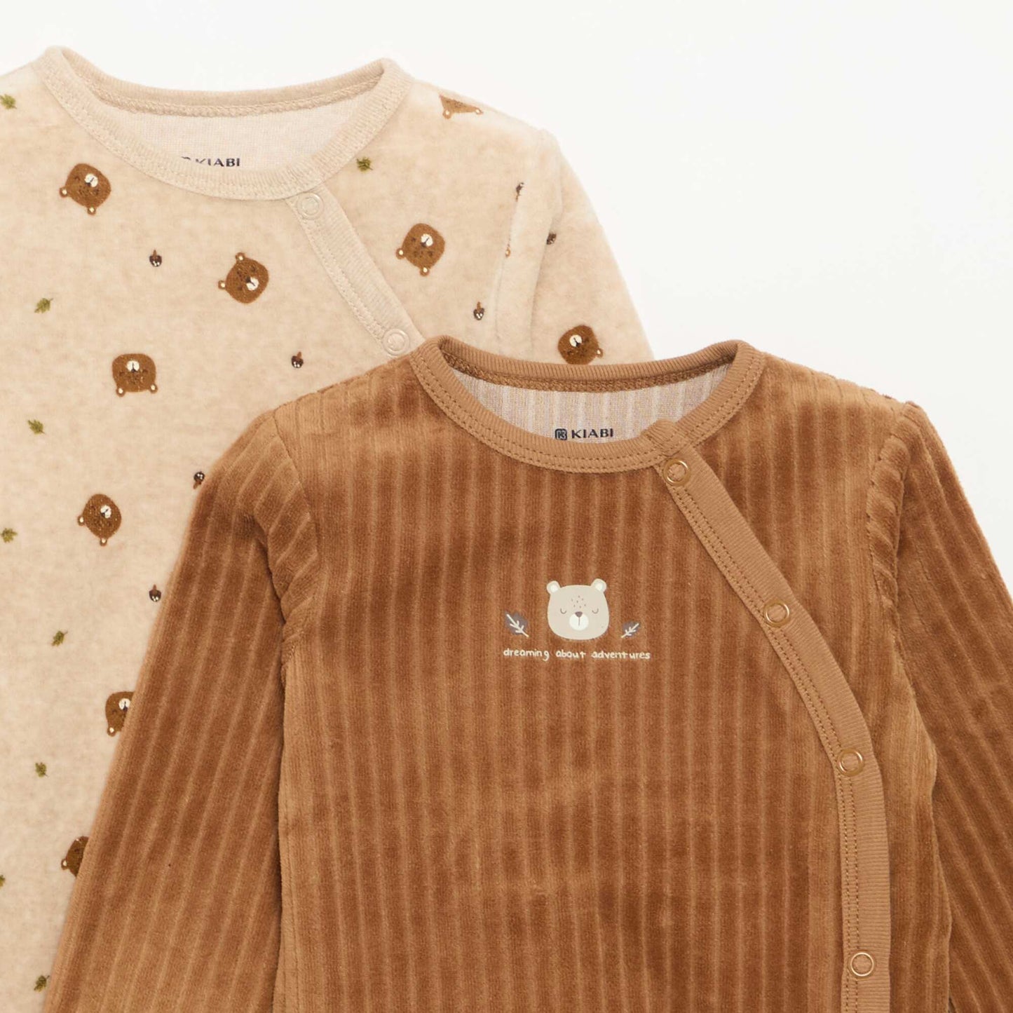 2-Pack Velvet Footed Sleepsuits BROWN