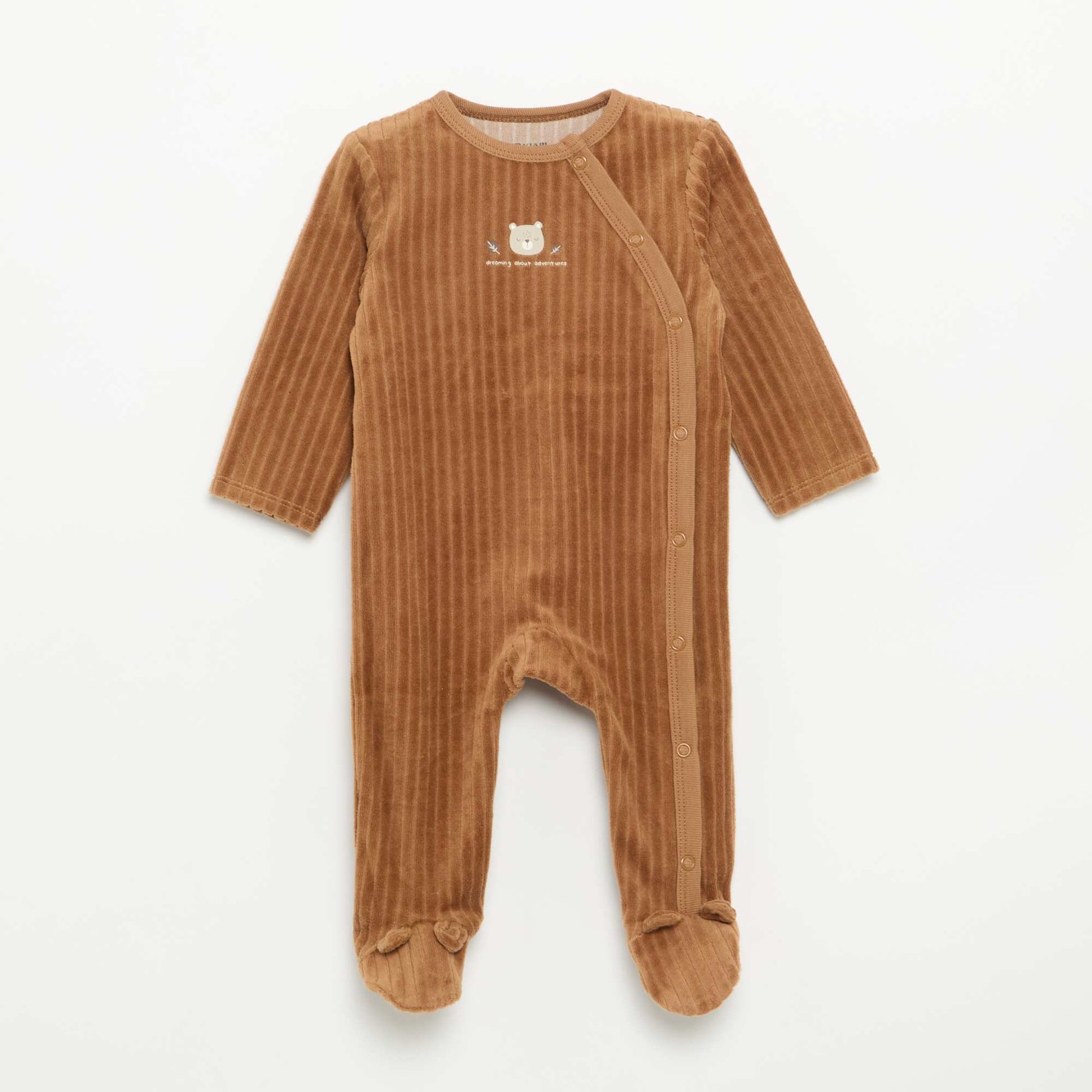 2-Pack Velvet Footed Sleepsuits BROWN