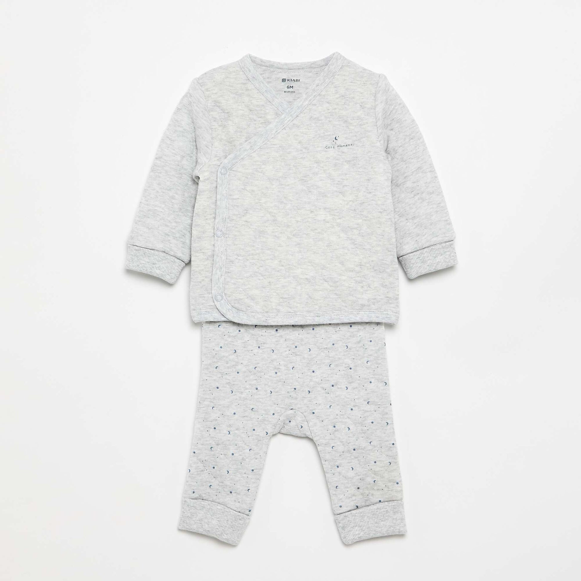 Adjustable Quilted 2-Piece Pyjamas GREY