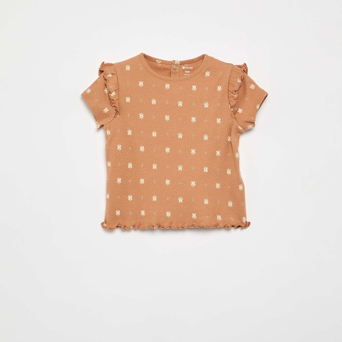 Pointelle knit pajama t-shirt + shorts - 2 pieces BEIGE