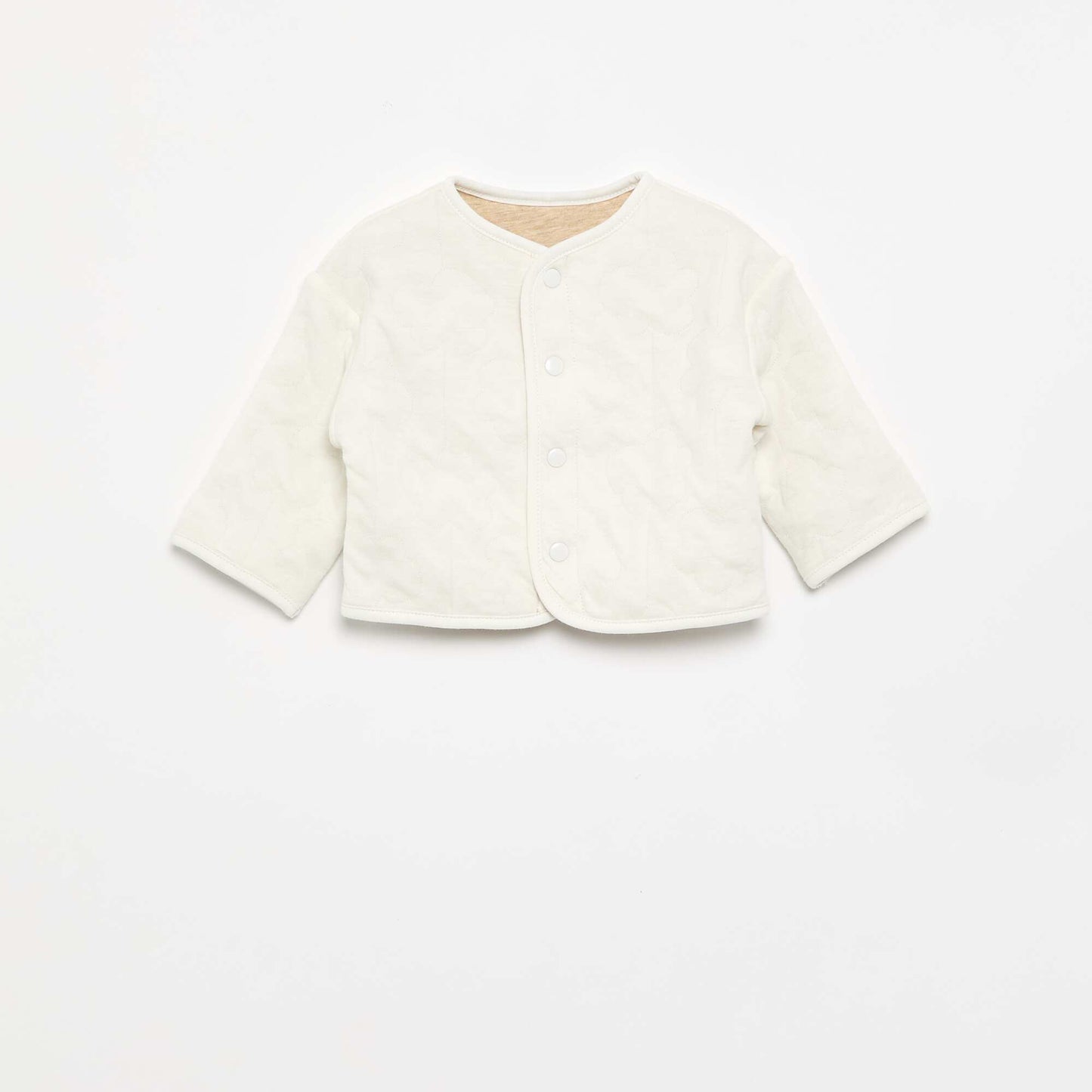 Reversible quilted snap-fastened jacket WHITE