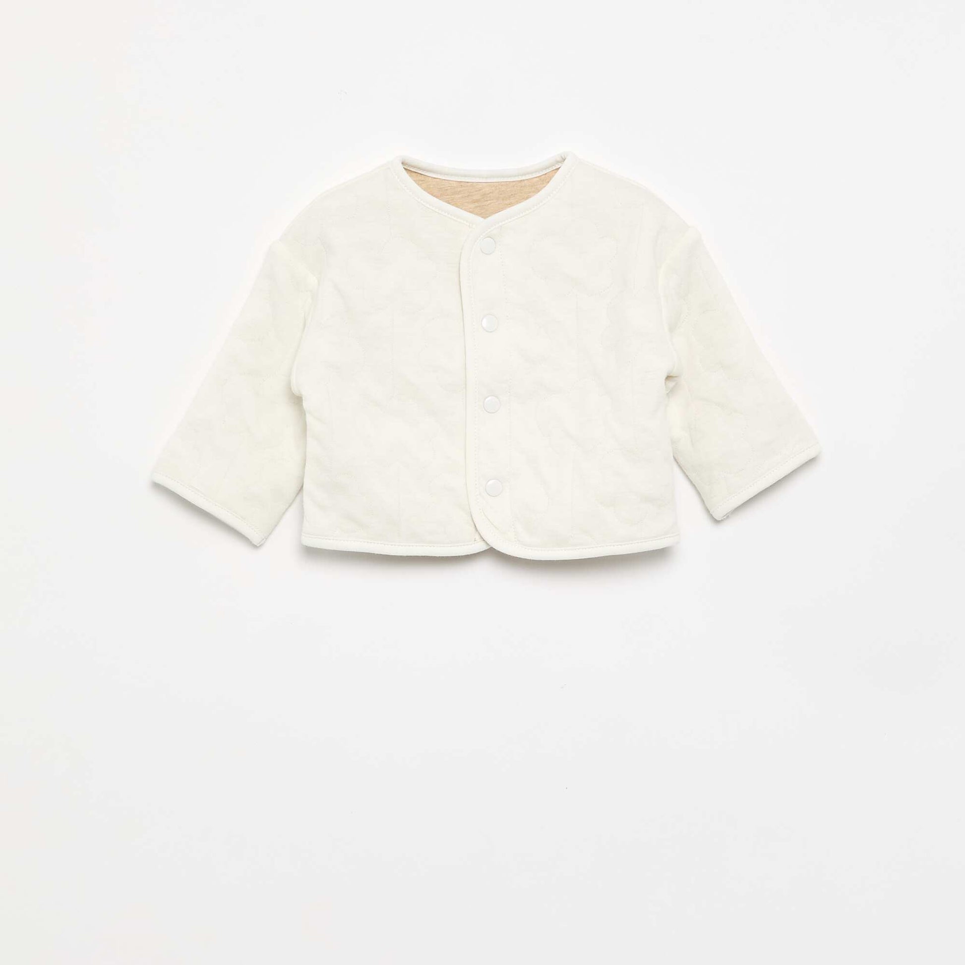 Reversible quilted snap-fastened jacket WHITE