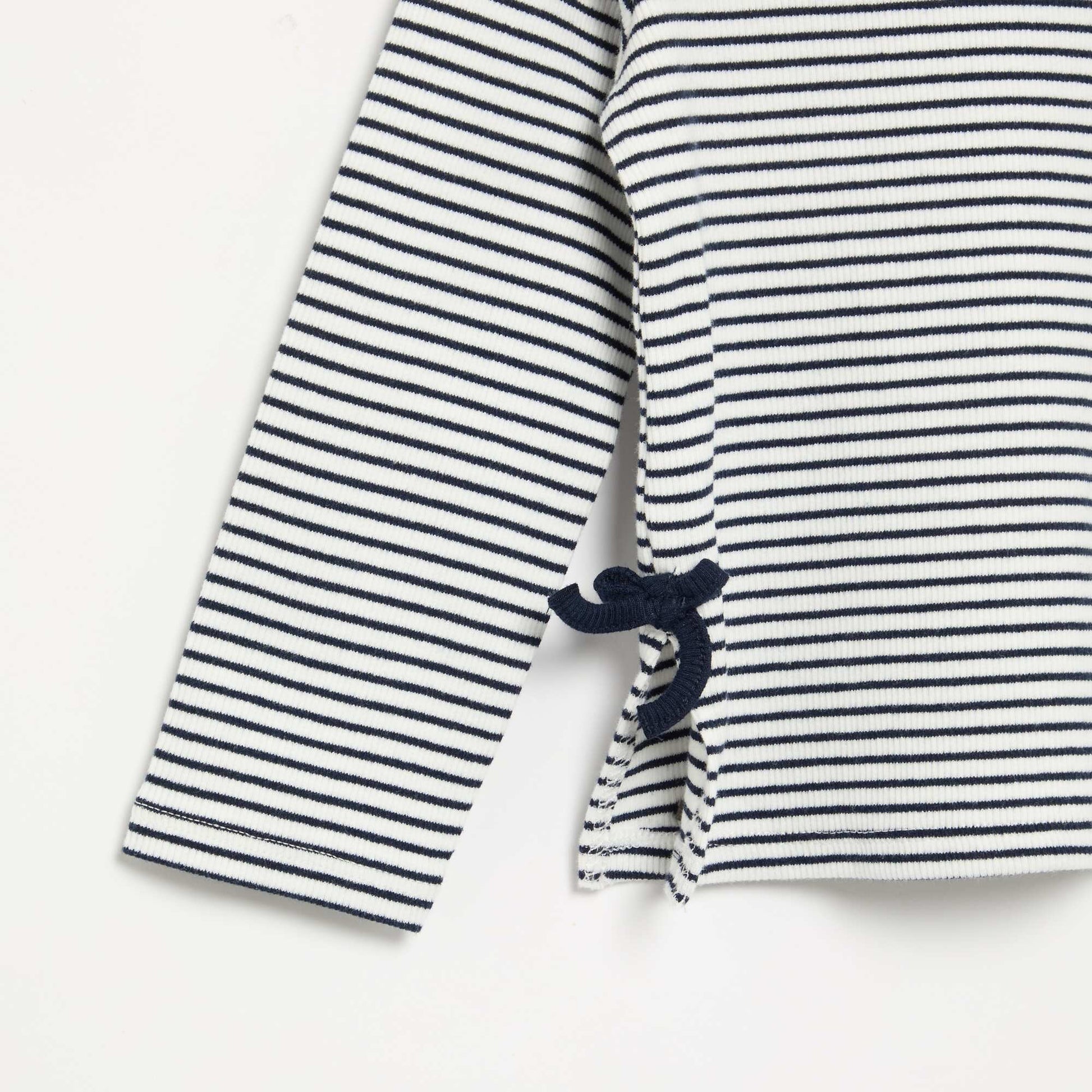 Long-sleeved ribbed T-shirt with bow BLUE