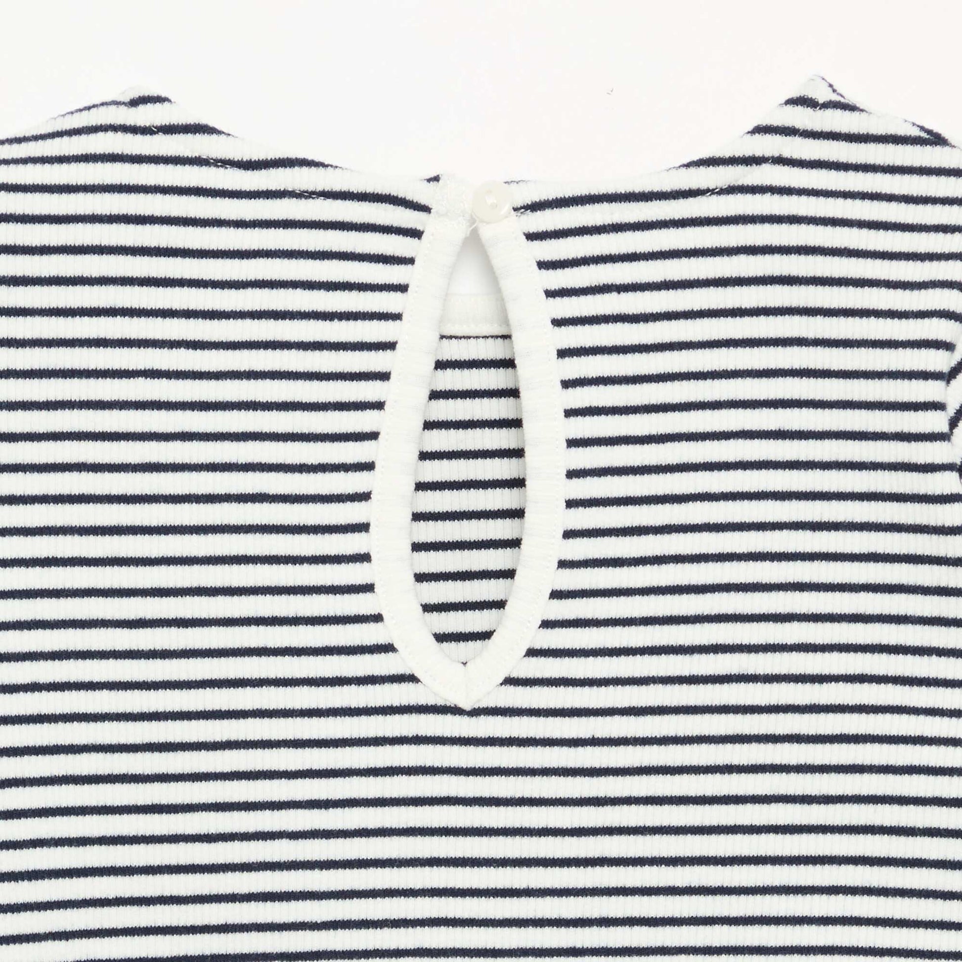 Long-sleeved ribbed T-shirt with bow BLUE