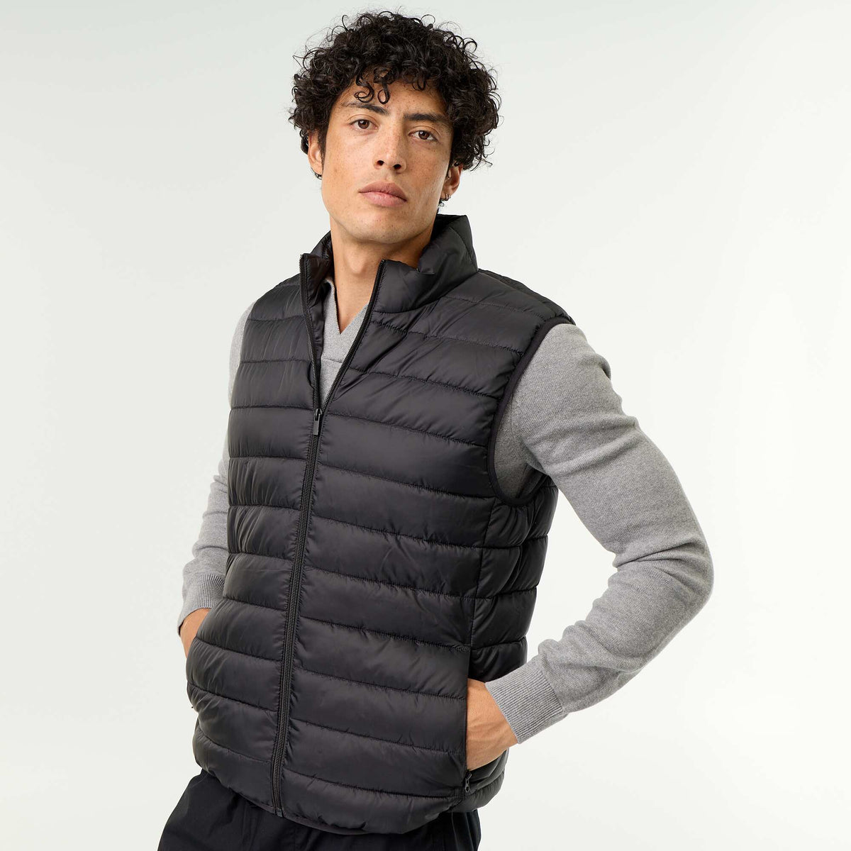 Sleeveless Water-Repellent Puffer Jacket BLACK